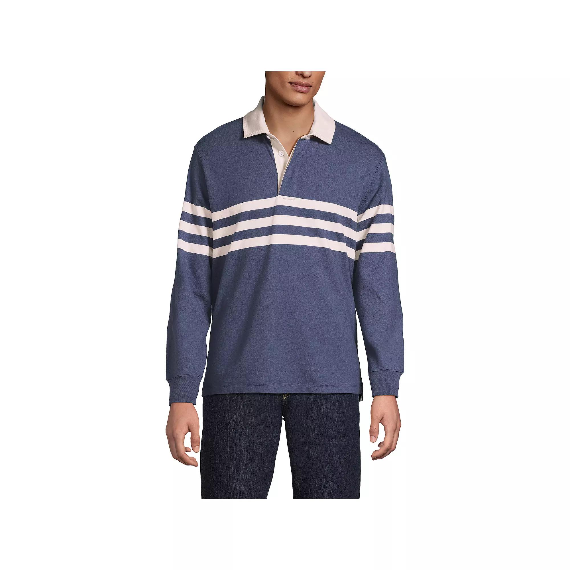 Men's Lands' End Striped Rugby Shirt,  Product Image