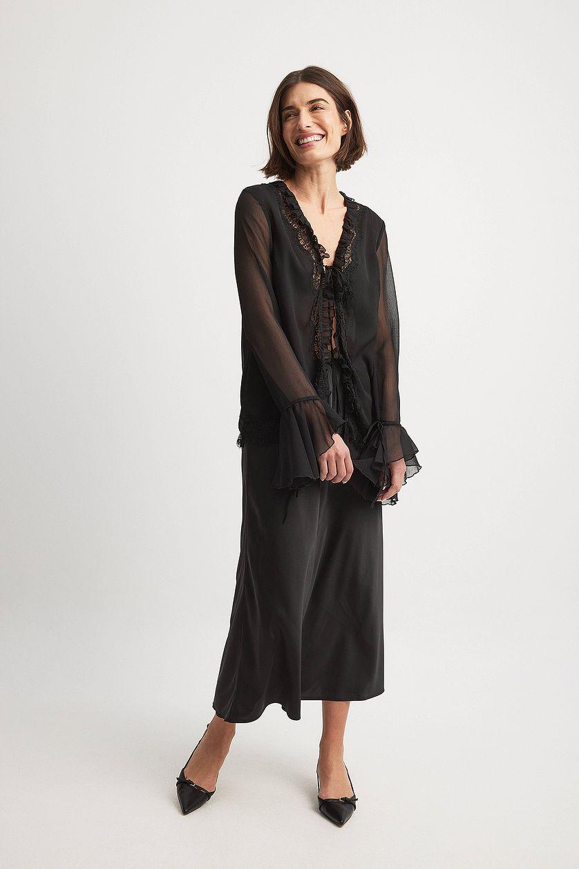 Lace Detail Chiffon Blouse Product Image