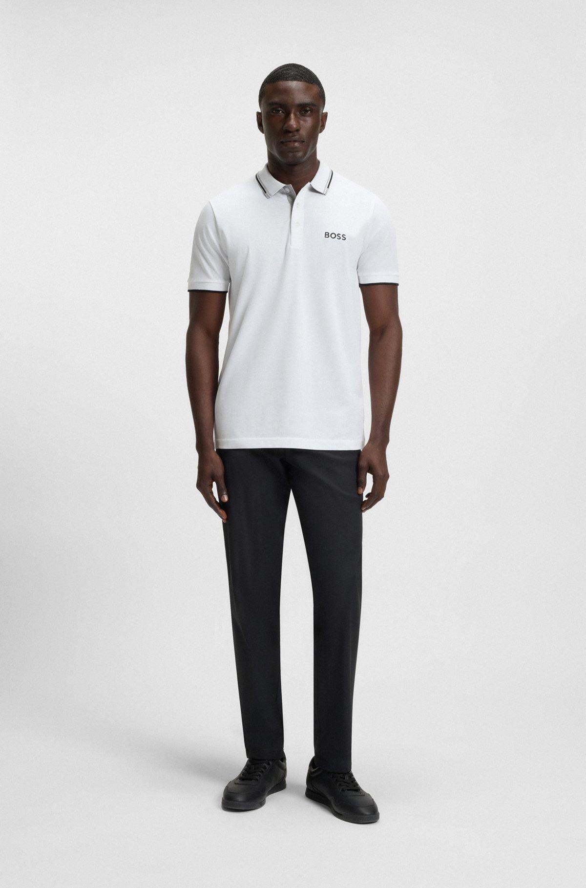 BOSS - Polo shirt with contrast logos - White Product Image