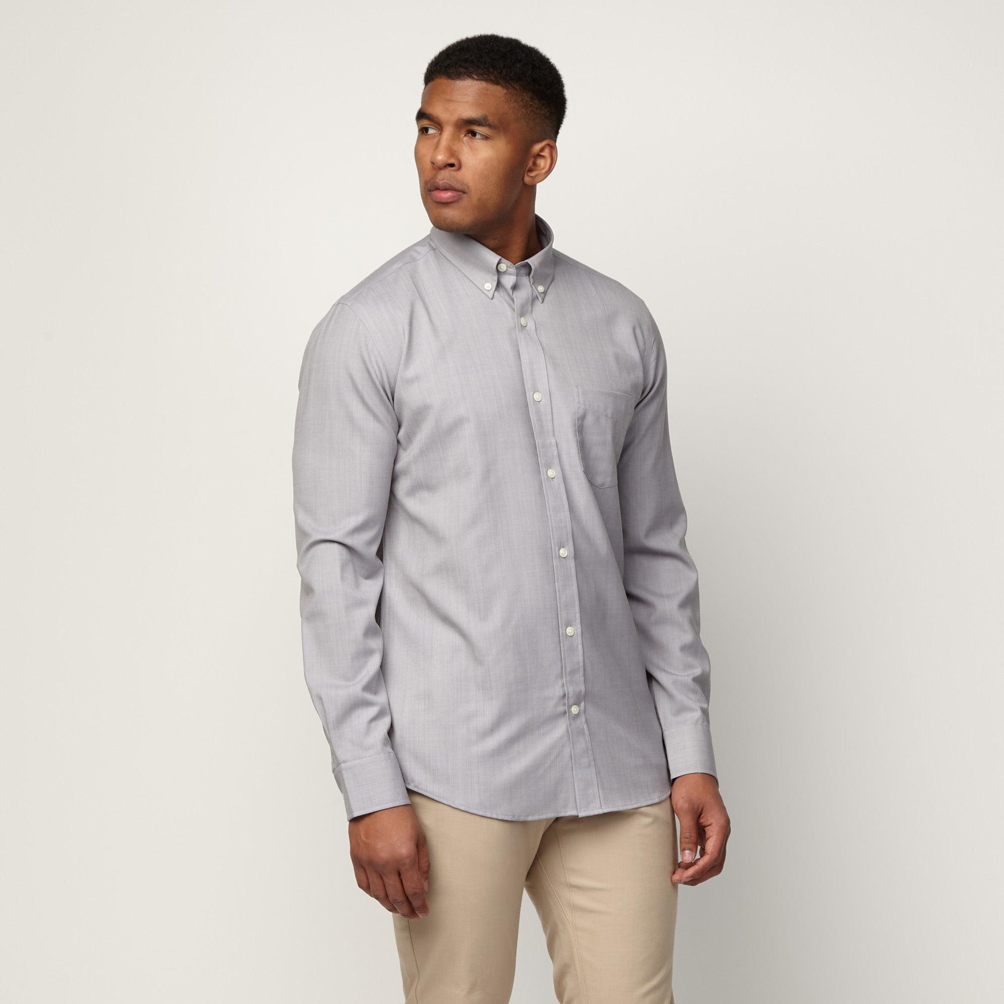 Merino Wool Button-Down Shirt | Tonal Green Plaid Product Image
