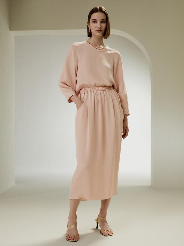 Blossom Skirt with Elastic Waistband and Side Pockets Product Image