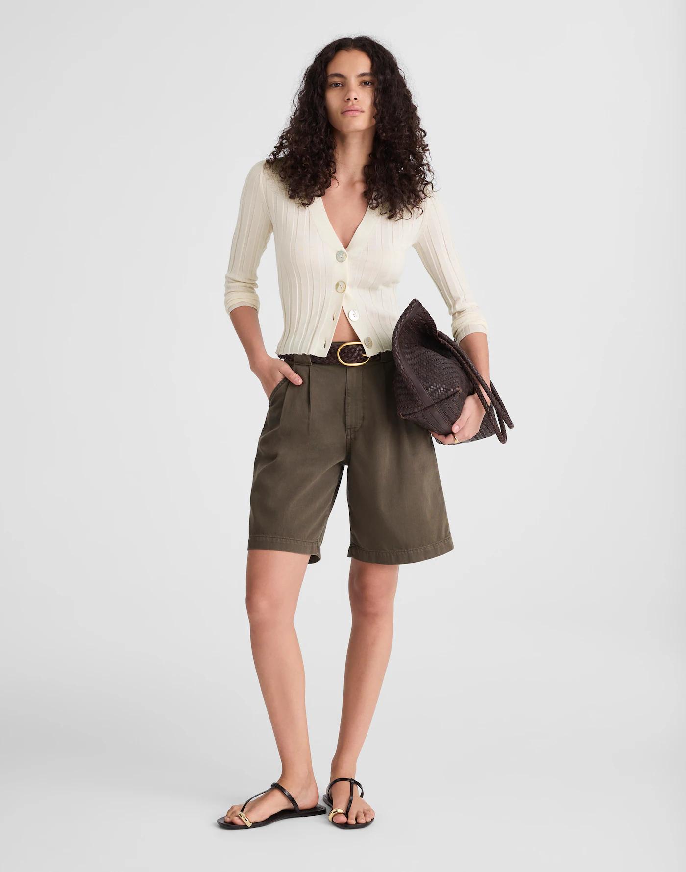 Ribbed V-Neck Cardigan Product Image