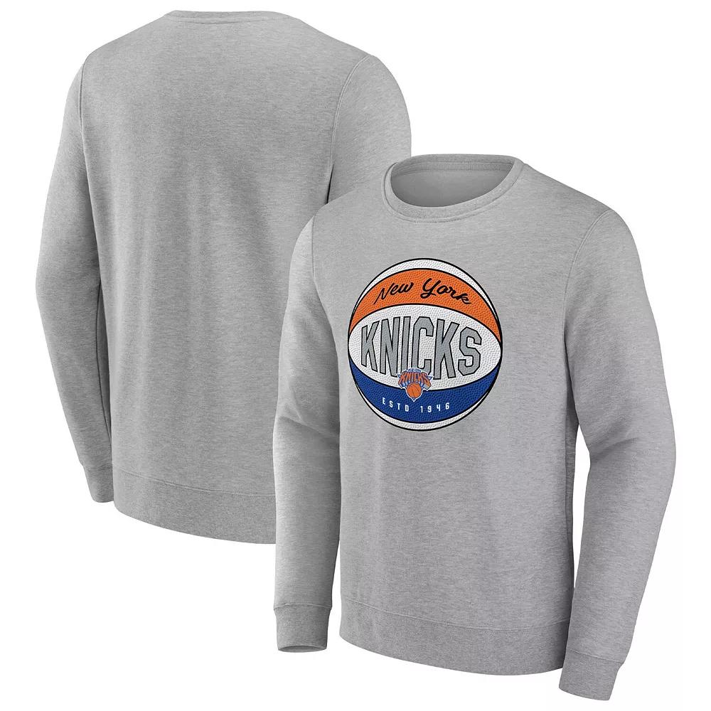 Men's Fanatics Branded Heathered Gray New York Knicks True Classics Vint Pullover Sweatshirt, Size: Small, Grey Product Image
