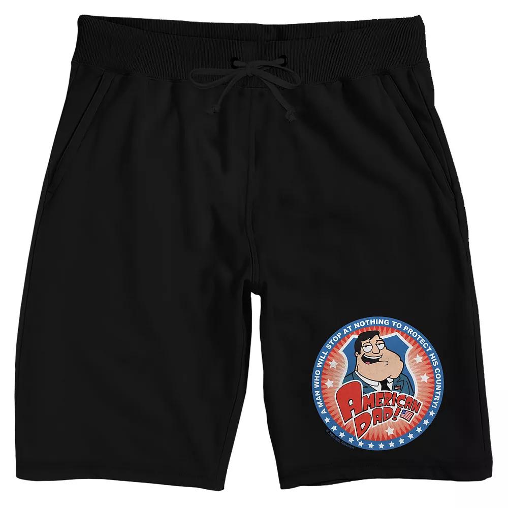 Men's American Dad A Man Who Will Stop At Nothing Sleep Shorts, Size: Small, Black Product Image