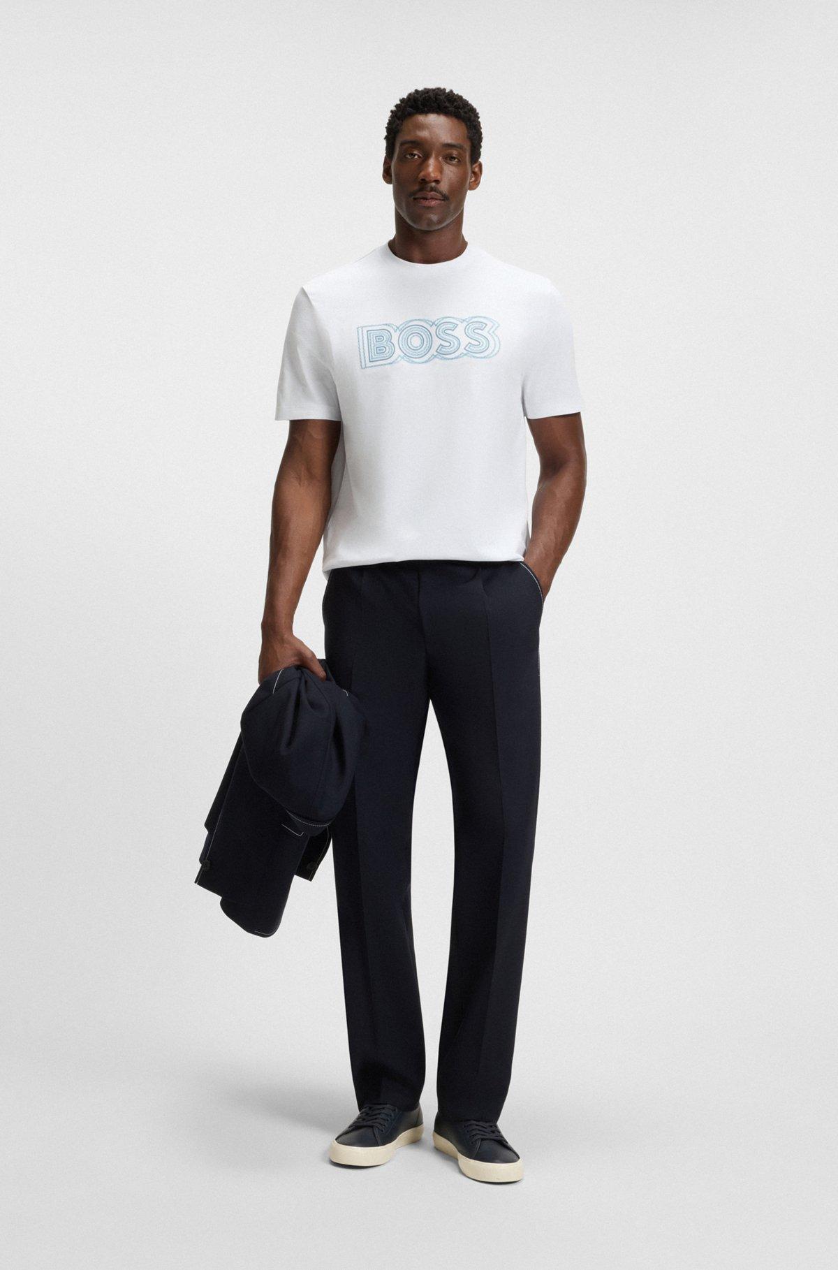 BOSS - Cotton T-shirt with logo artwork - White Product Image