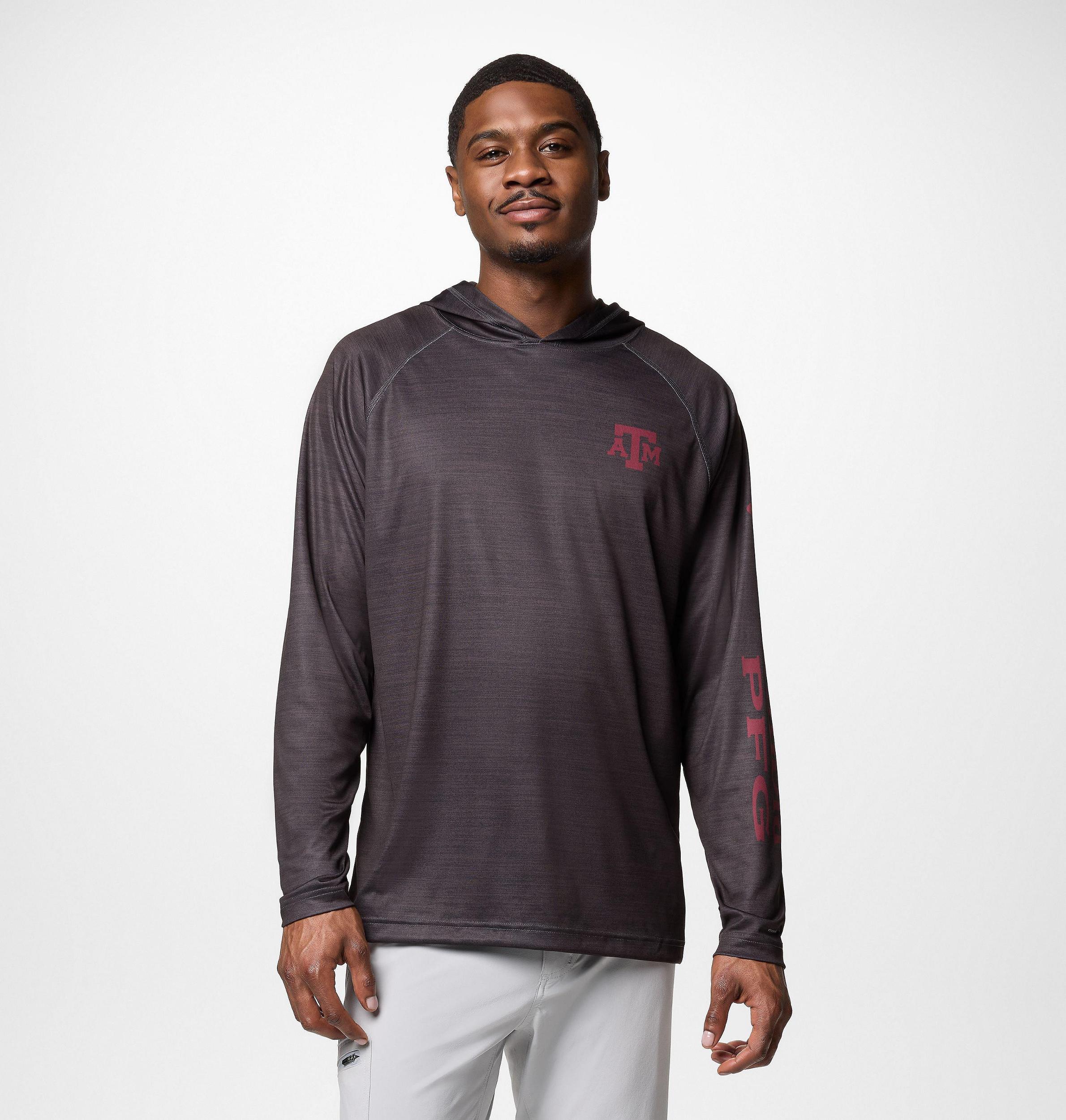 Columbia Mens Collegiate PFG Super Terminal Tackle Hoodie - Texas A&M- Product Image