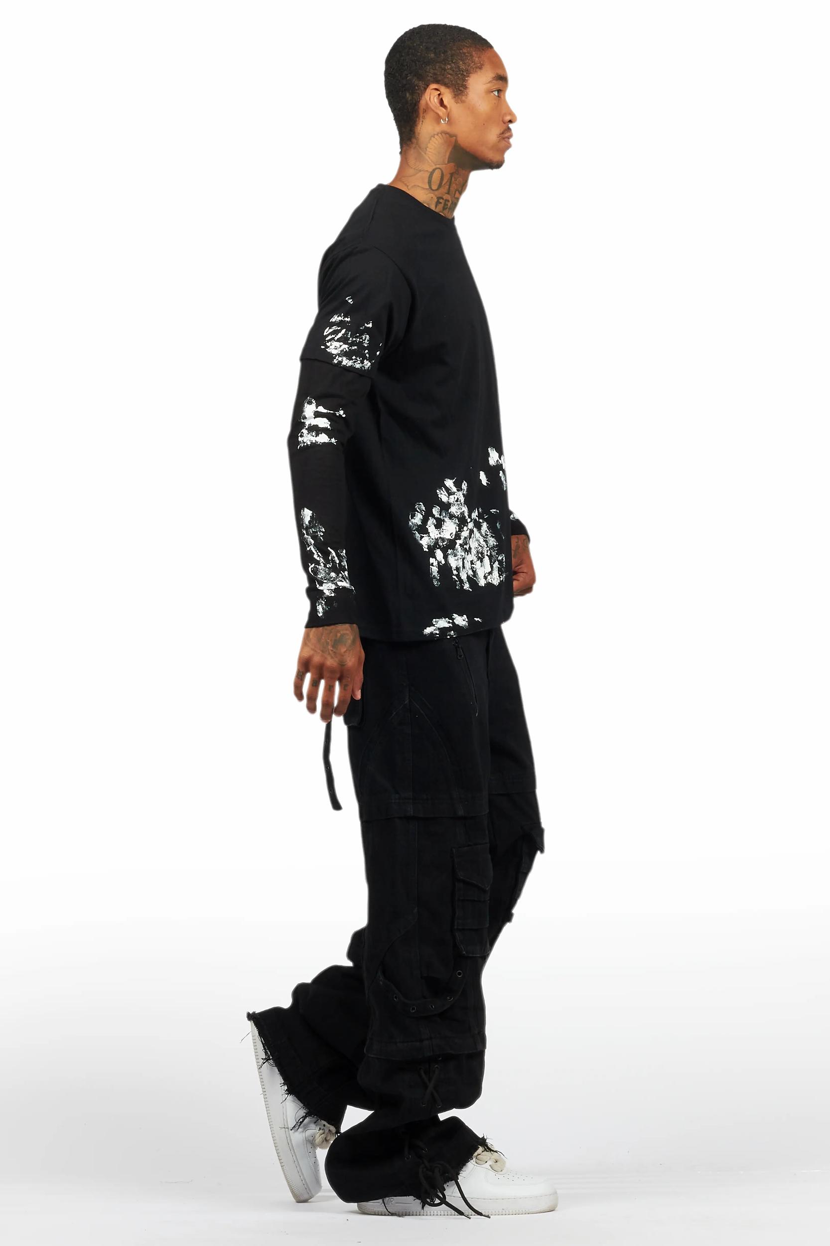 Three Maxi Jet Black Baggy Fit Jean Male Product Image