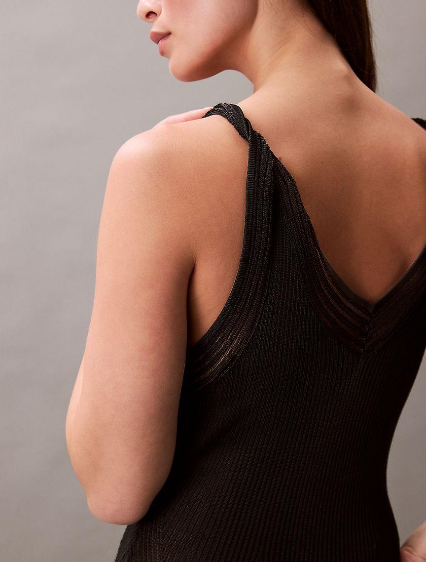 Calvin Klein Womens Viscose Rib Midi Dress - Grey Product Image