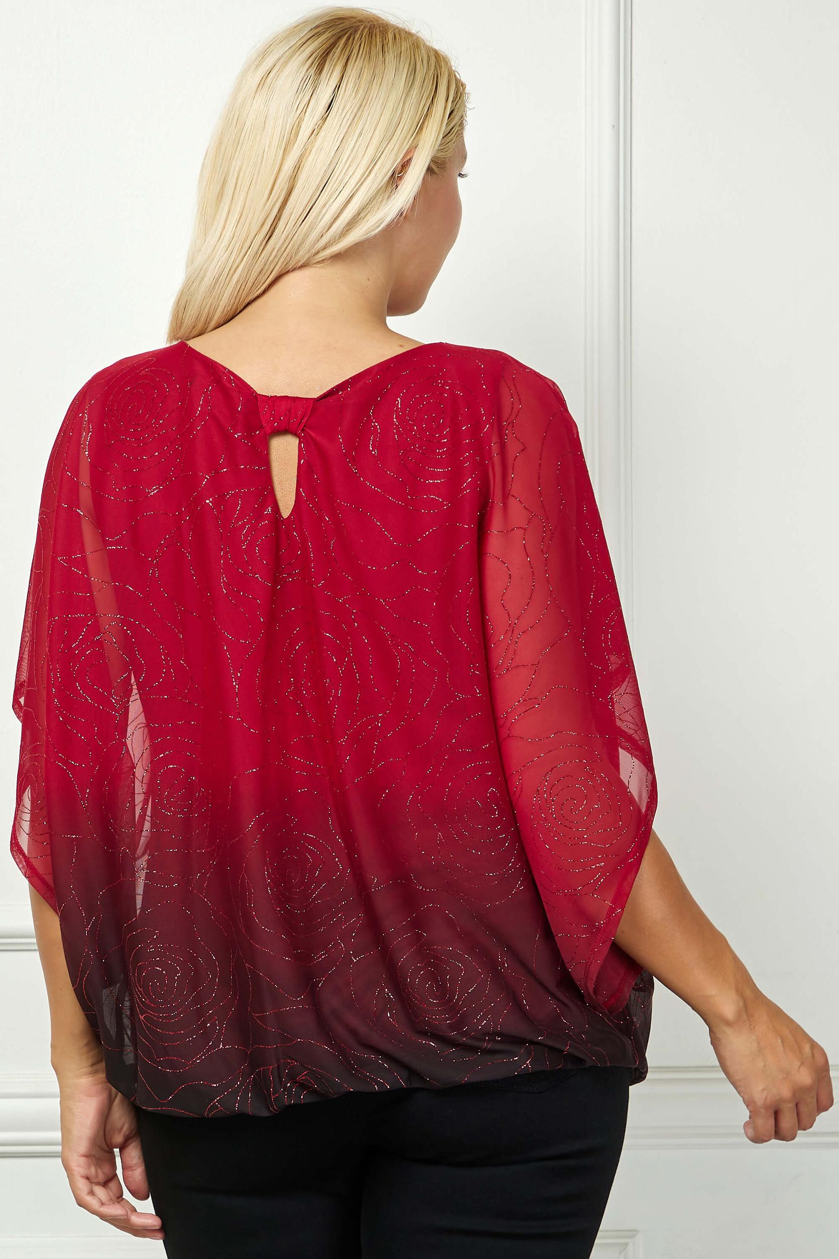 Long Sleeve Placement Print Bubble Blouse - Plus Product Image