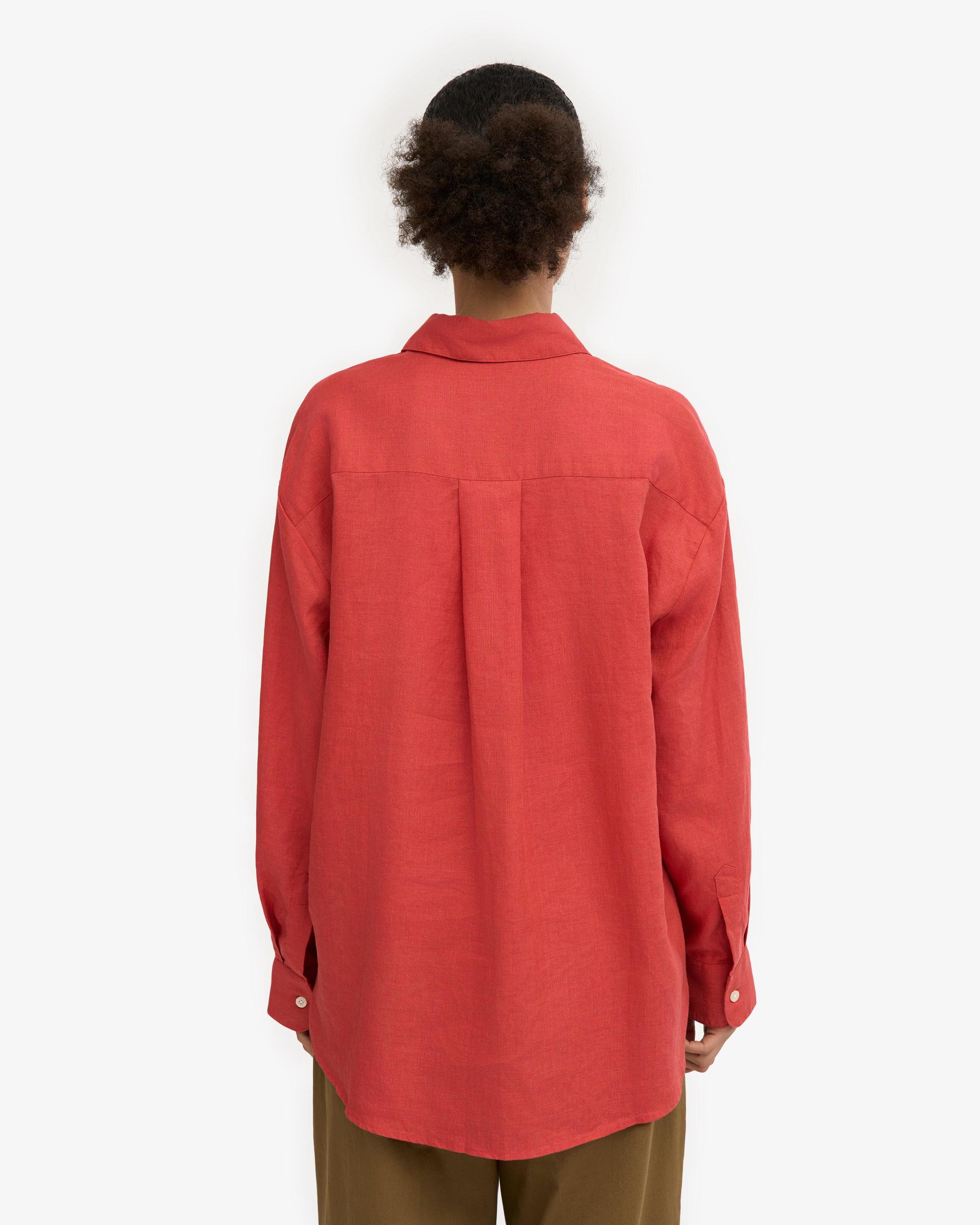 Linen Oversized Shirt - Petrol Blue Product Image