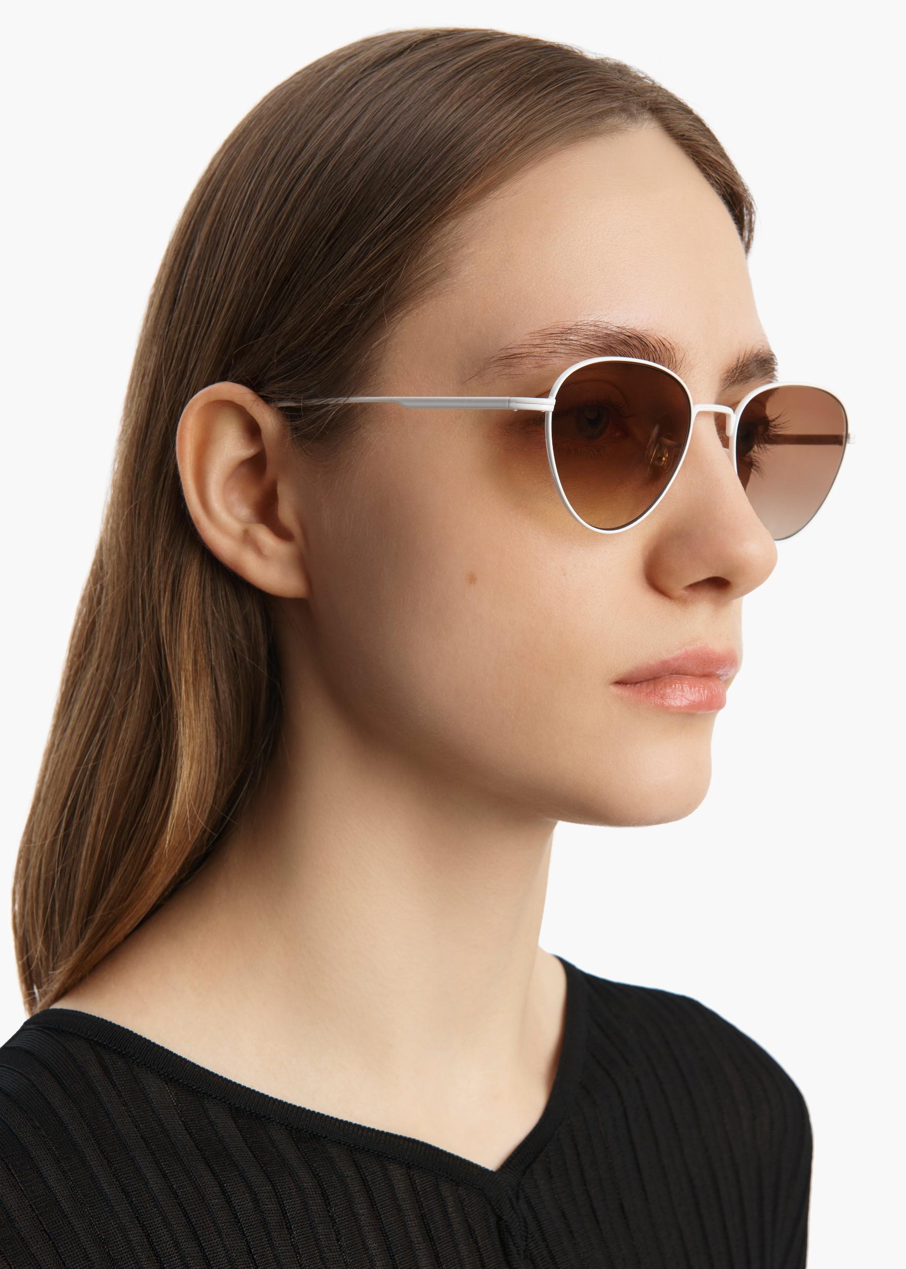 KHAITE x Oliver Peoples 1991C in White and Dark Brown Product Image