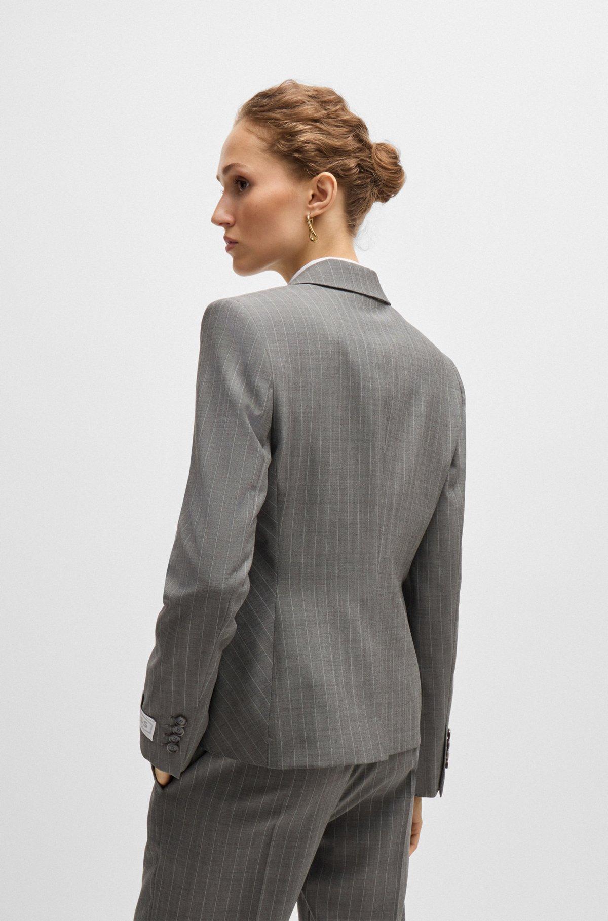 BOSS - Slim-fit jacket in striped wool - Patterned Product Image