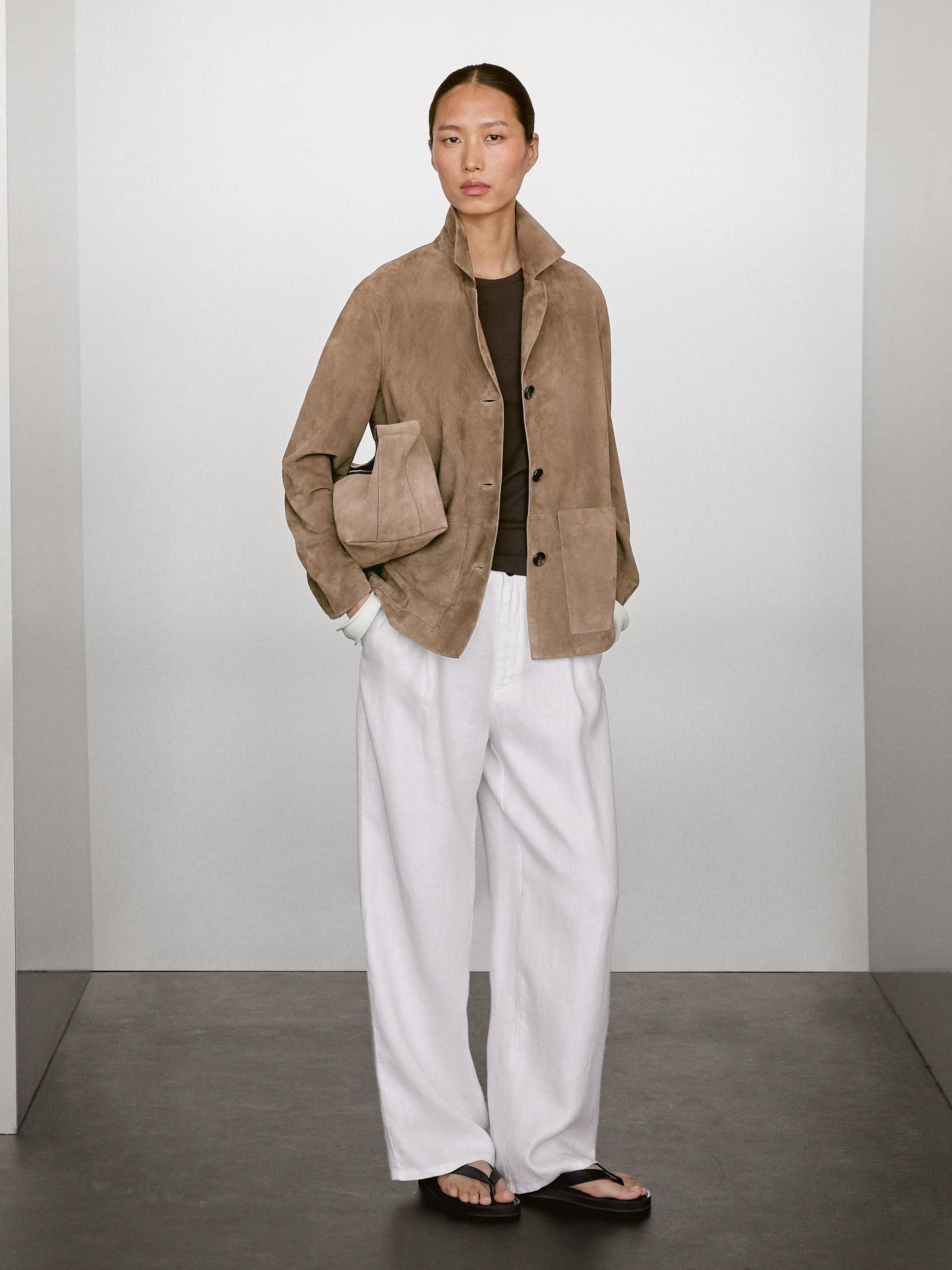 Flowing suede leather blazer Product Image