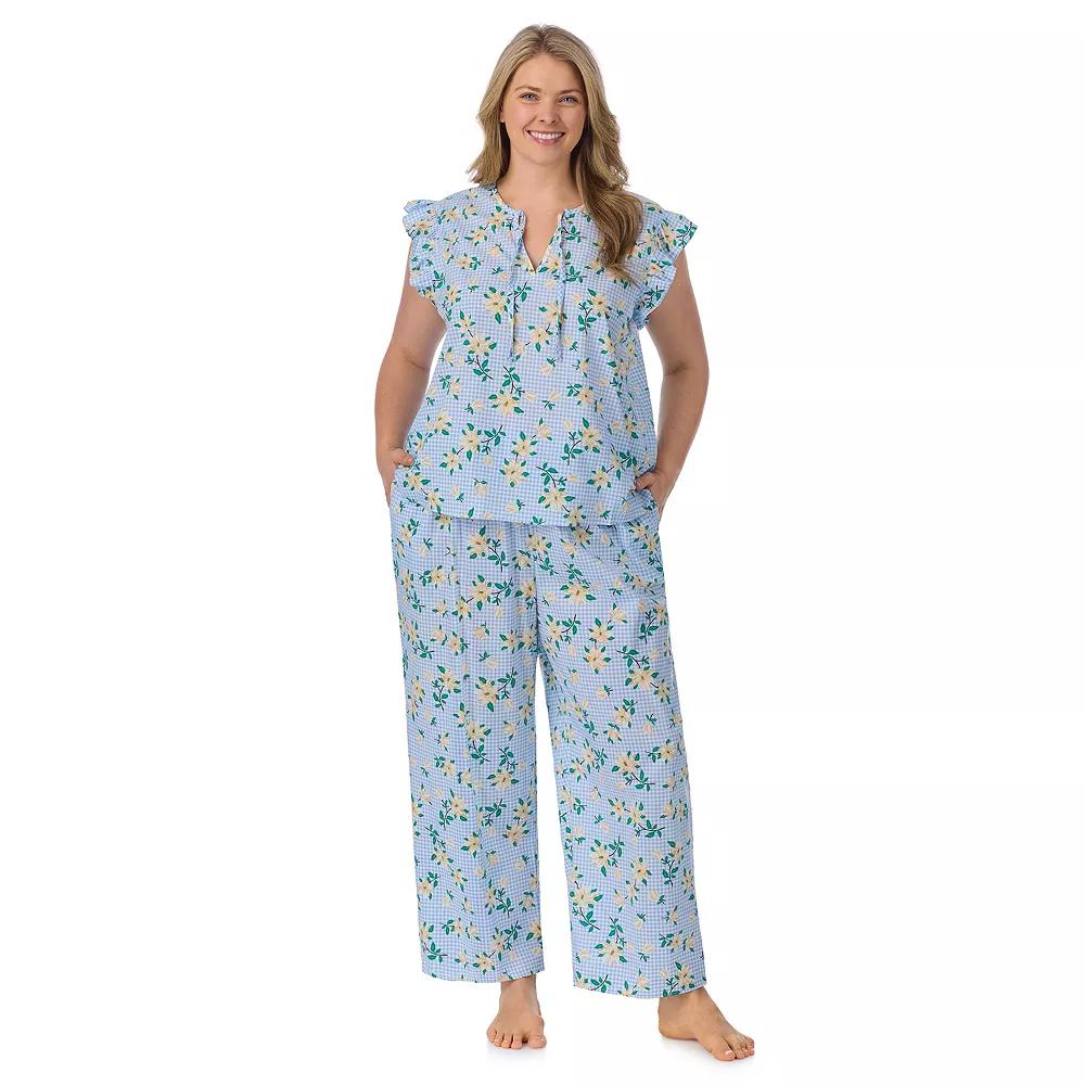 Plus Size Draper James 2-Piece Woven Pajama Tank Top & Pajama Pants Set, Women's, Size: 2XL, Blue Gingham Magnolia Product Image