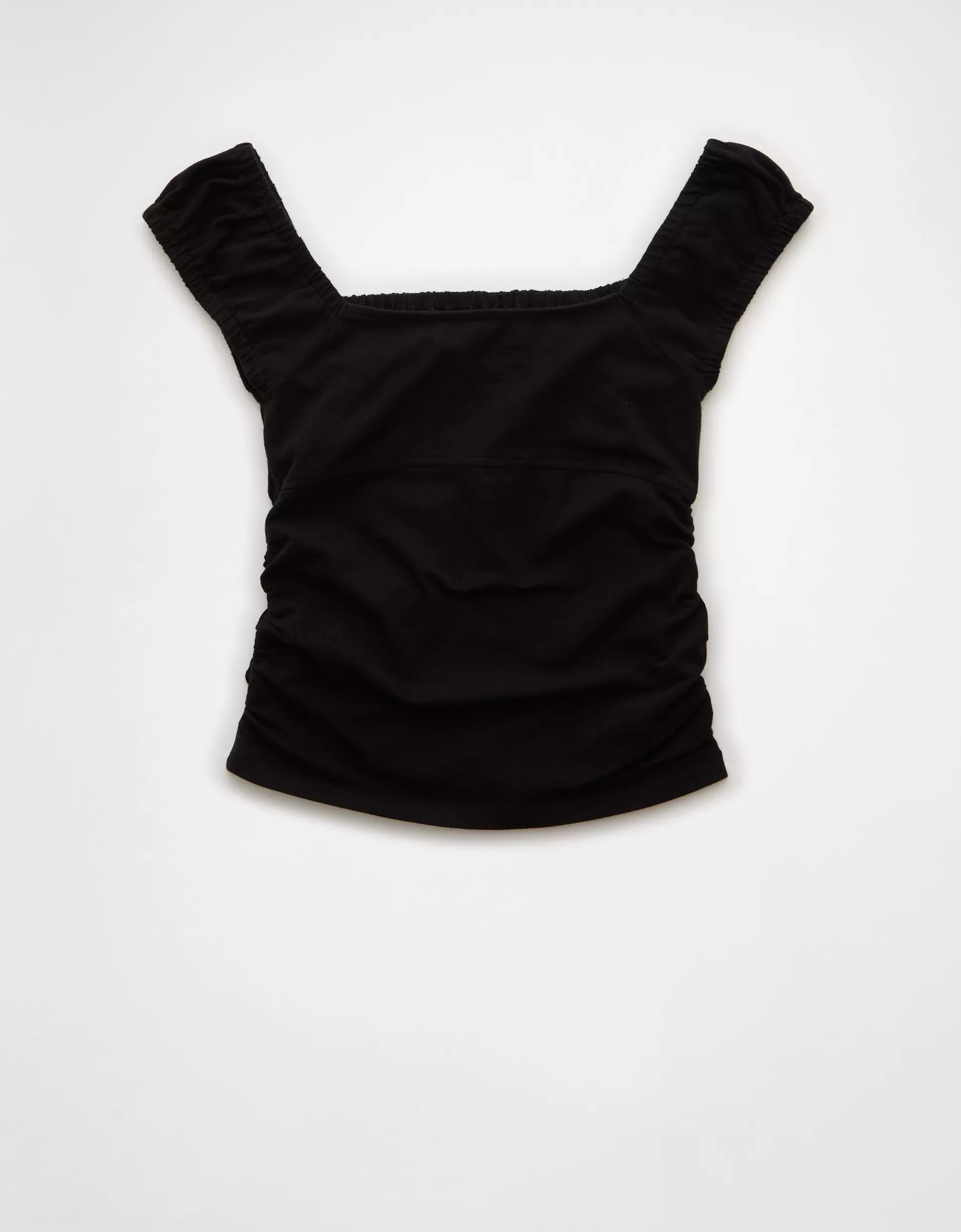 AE Ruched Square Neck T-Shirt Product Image