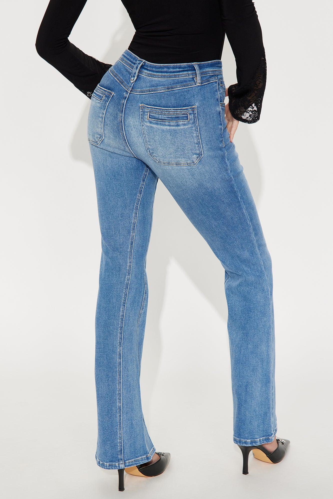 Giving Off Vibes Stretch Flare Jeans - Medium Wash Product Image
