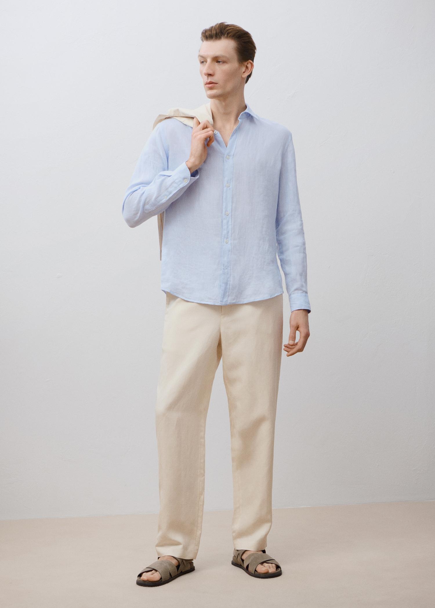 Linen 100% shirt - Men | MANGO USA Product Image