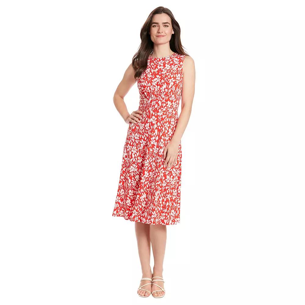 Women's London Times Inset Waist Print Midi Dress,  Product Image
