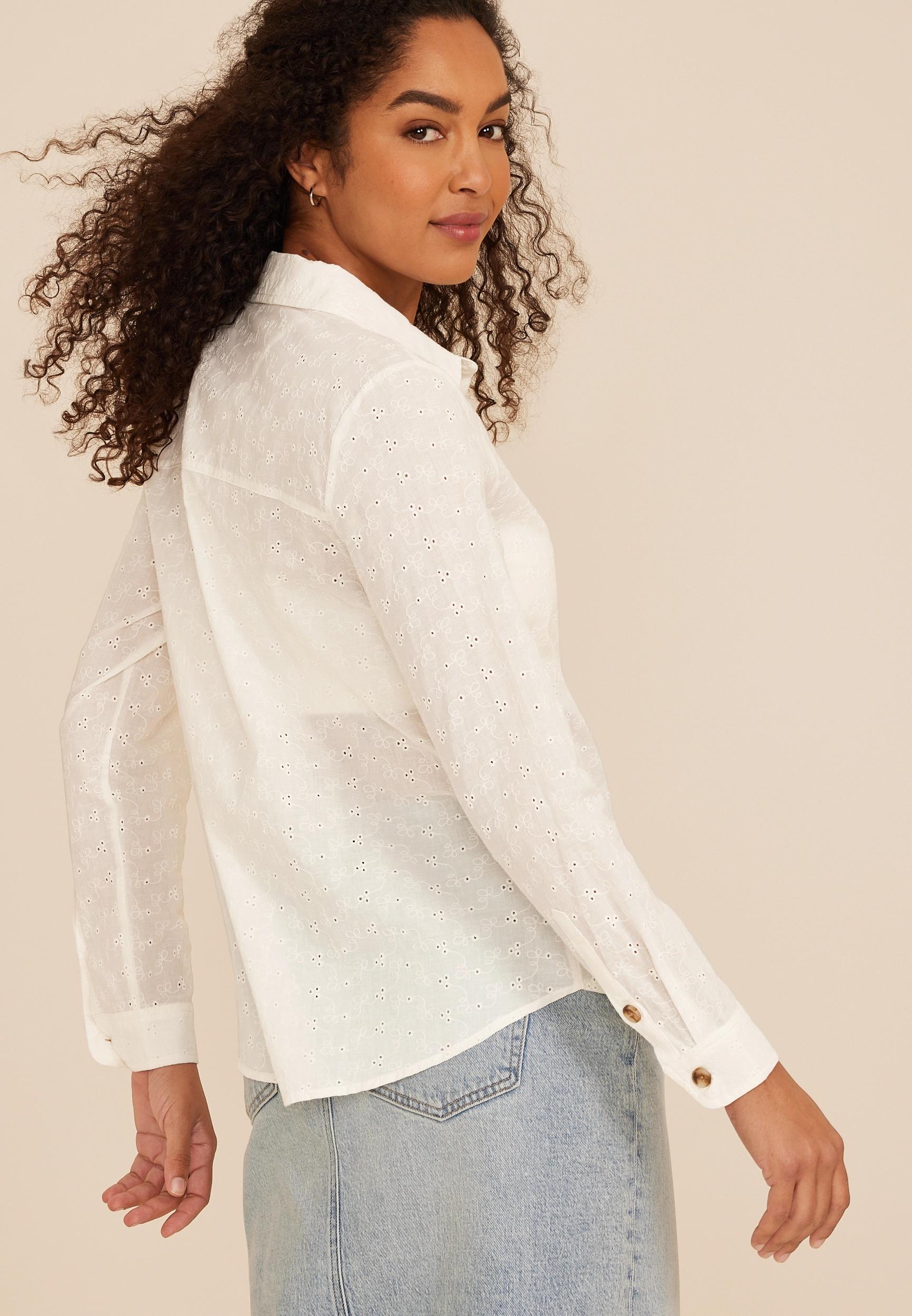 Eyelet Button Down Shirt Product Image