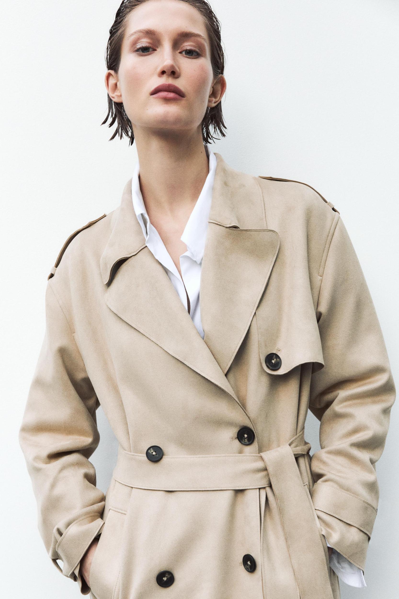 FAUX SUEDE MIDI TRENCH COAT Product Image