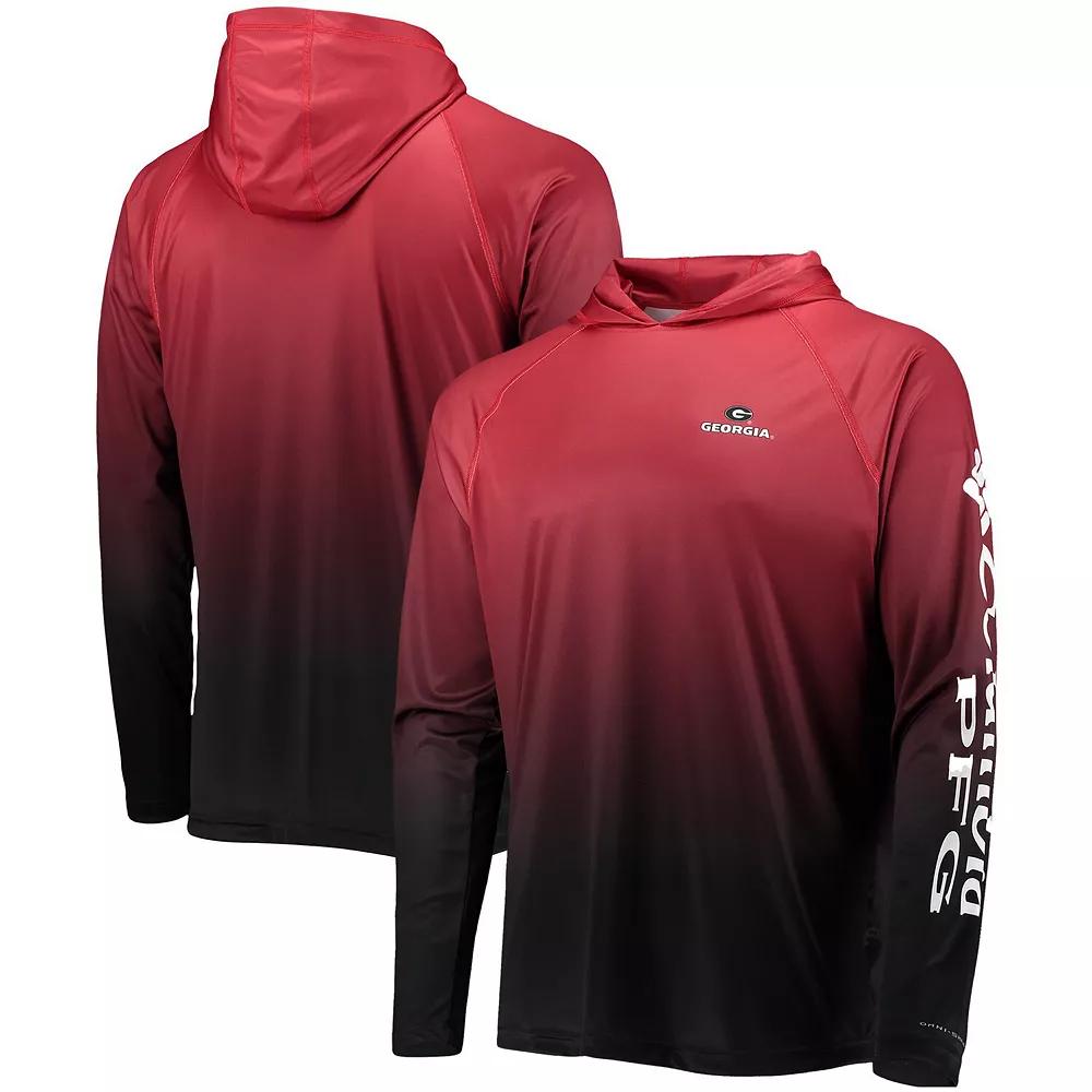 Men's Columbia PFG Red Georgia Bulldogs Terminal Tackle Omni-Shade UPF 50 Long Sleeve Hooded Top,  Product Image