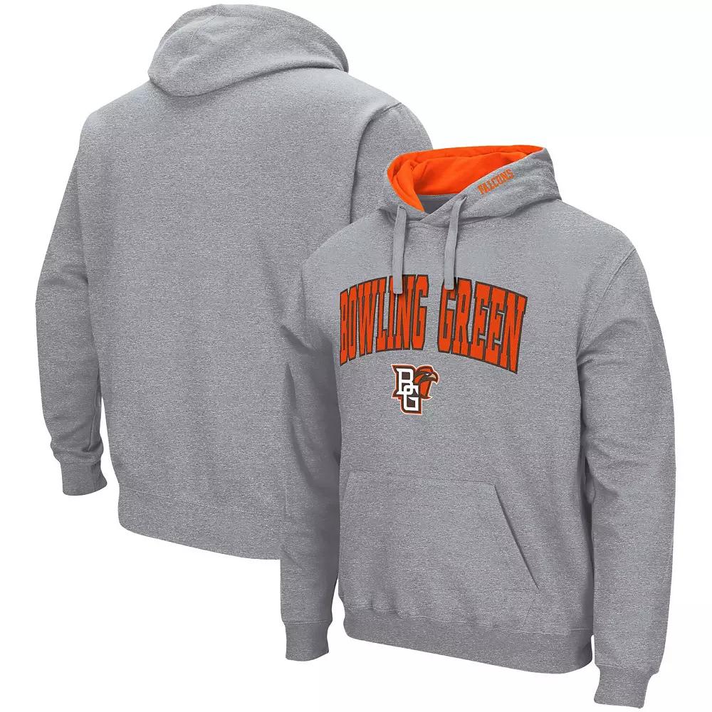 Men's Colosseum Heathered Gray Bowling Green St. Falcons Arch and Logo Pullover Hoodie,  Product Image