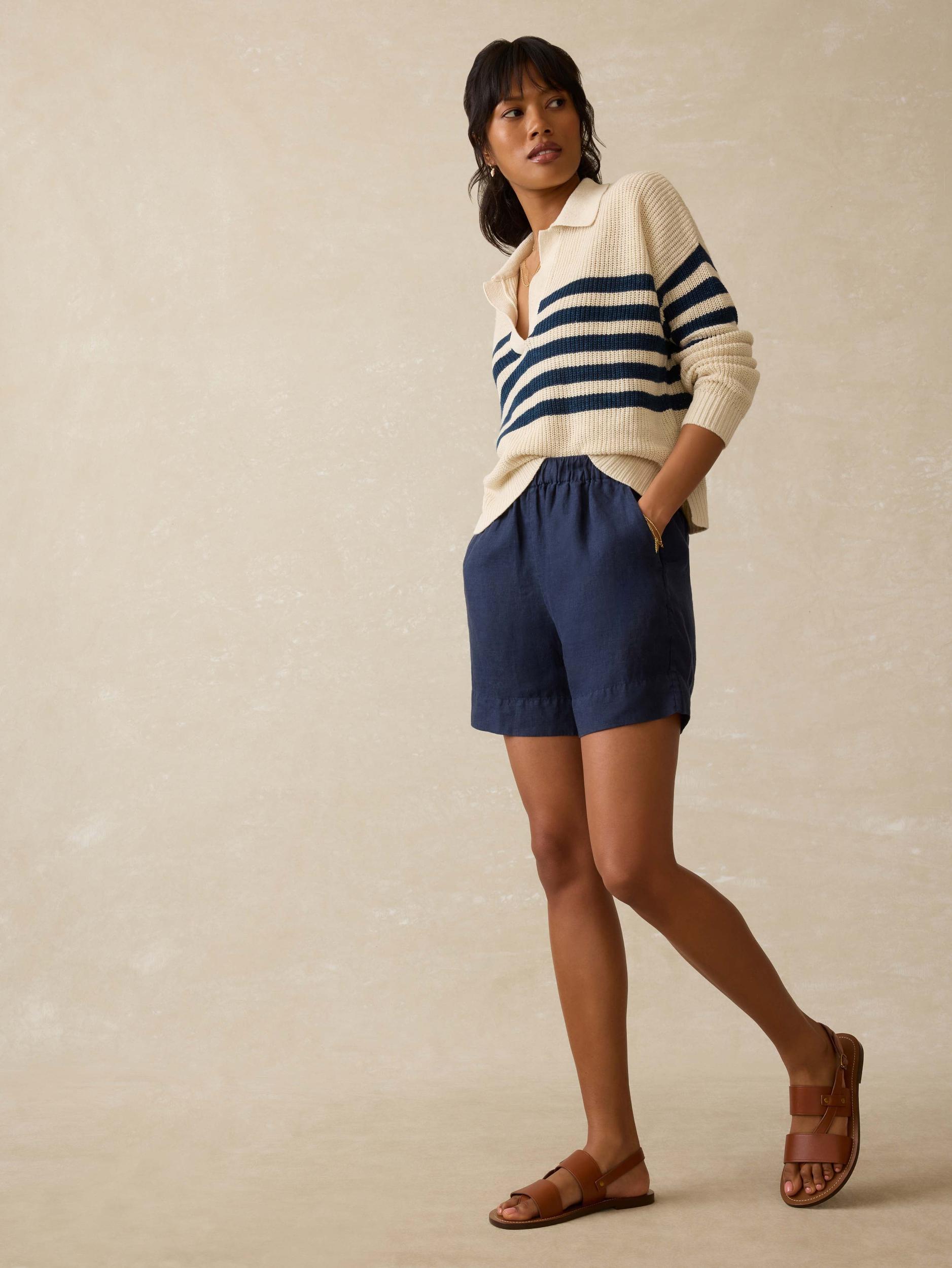 Laguna Linen Bayview Short - Navy Female Product Image