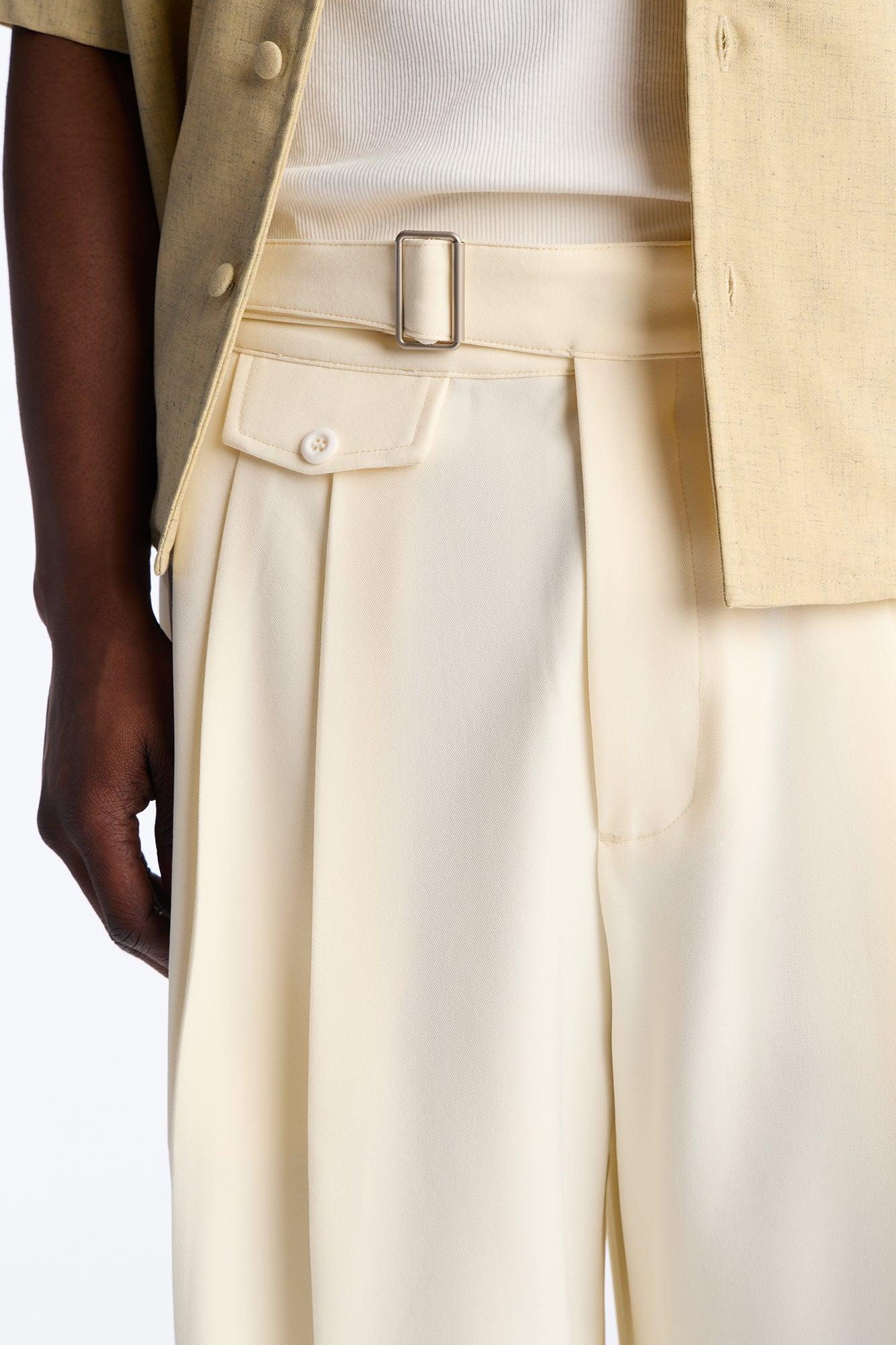 Wide Leg Vanderbilt Gurkha Trouser - Cream Male Product Image