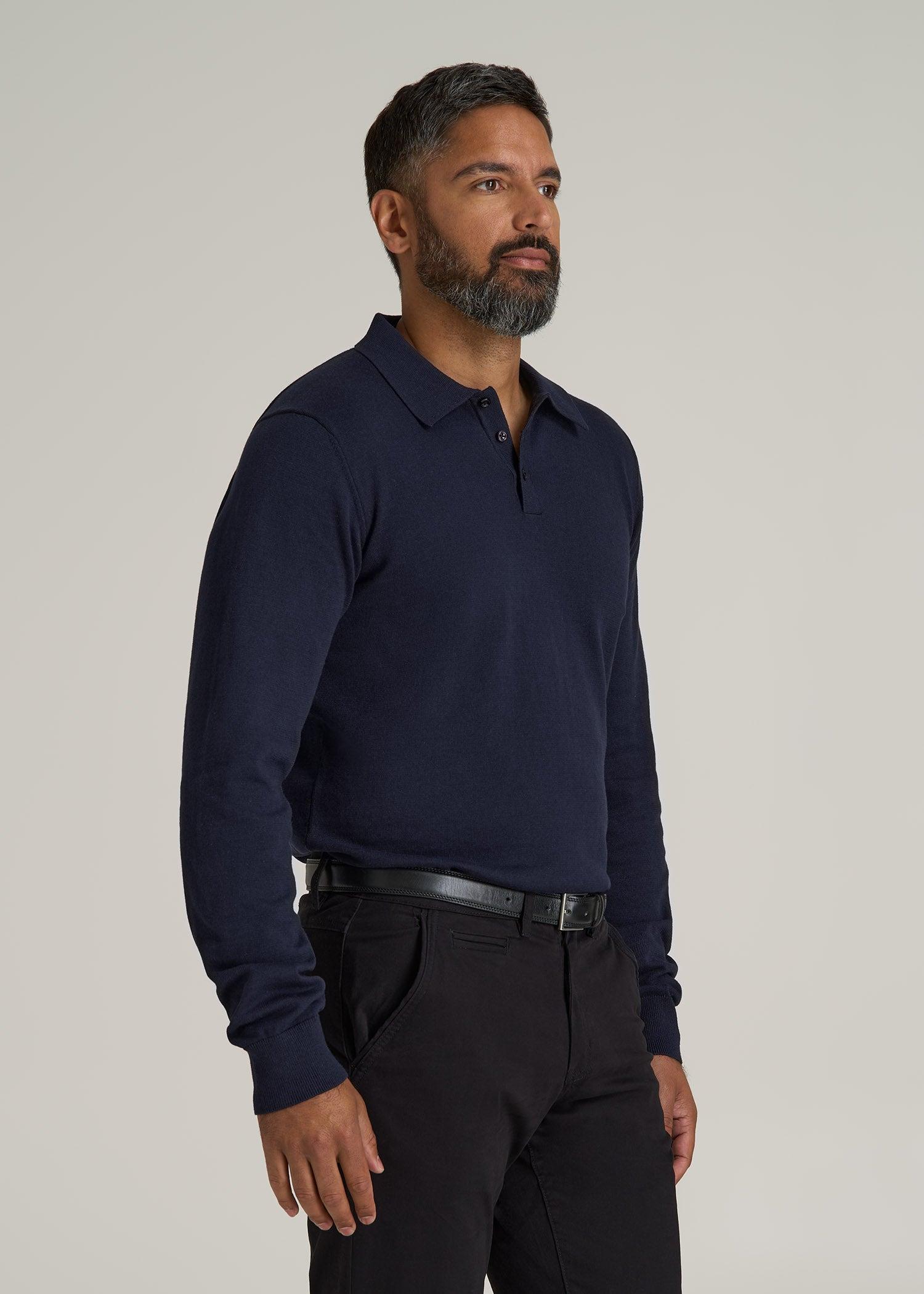 Polo Sweater for Tall Men in Evening Blue Male Product Image