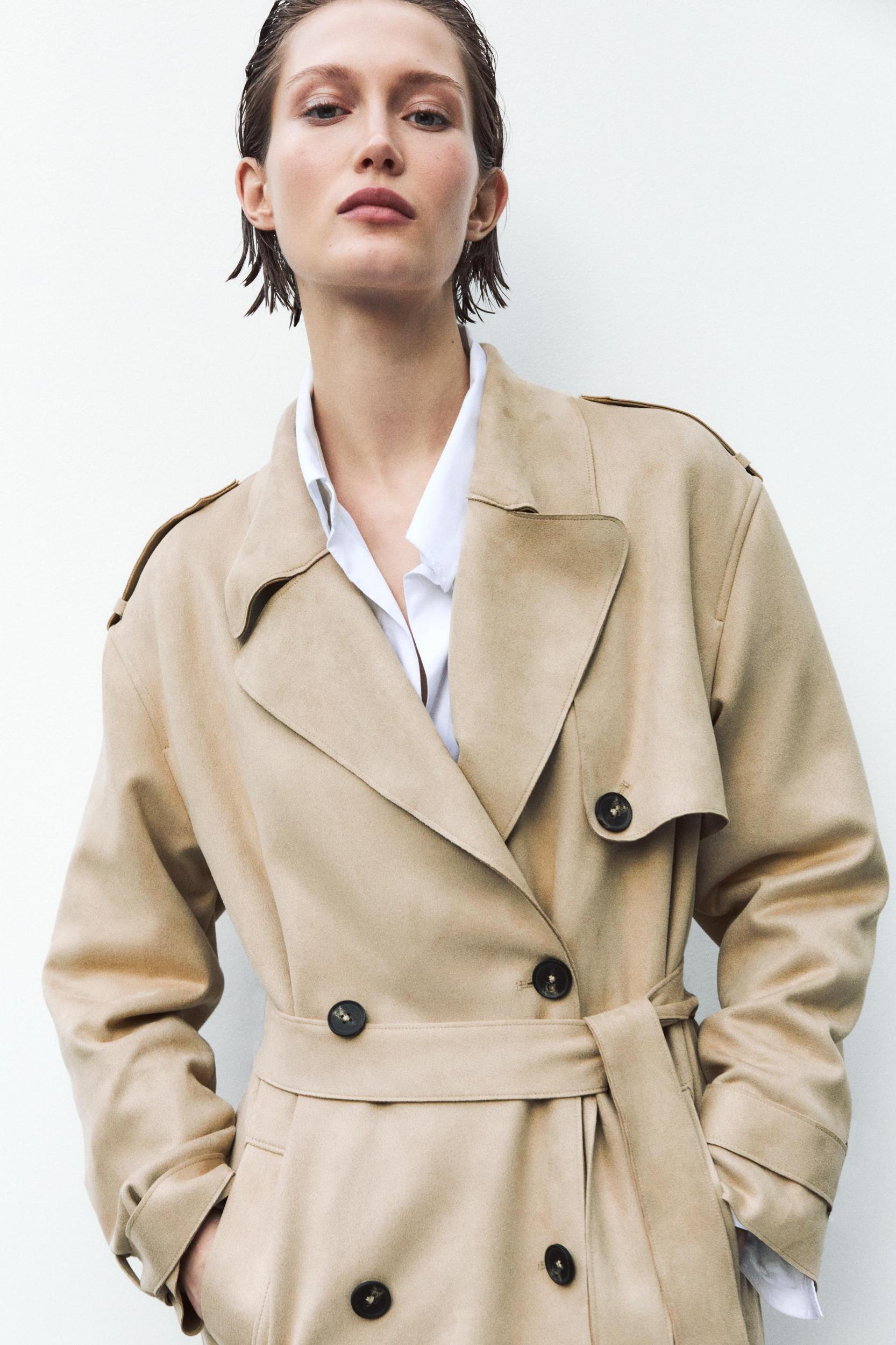 FAUX SUEDE MIDI TRENCH COAT Product Image