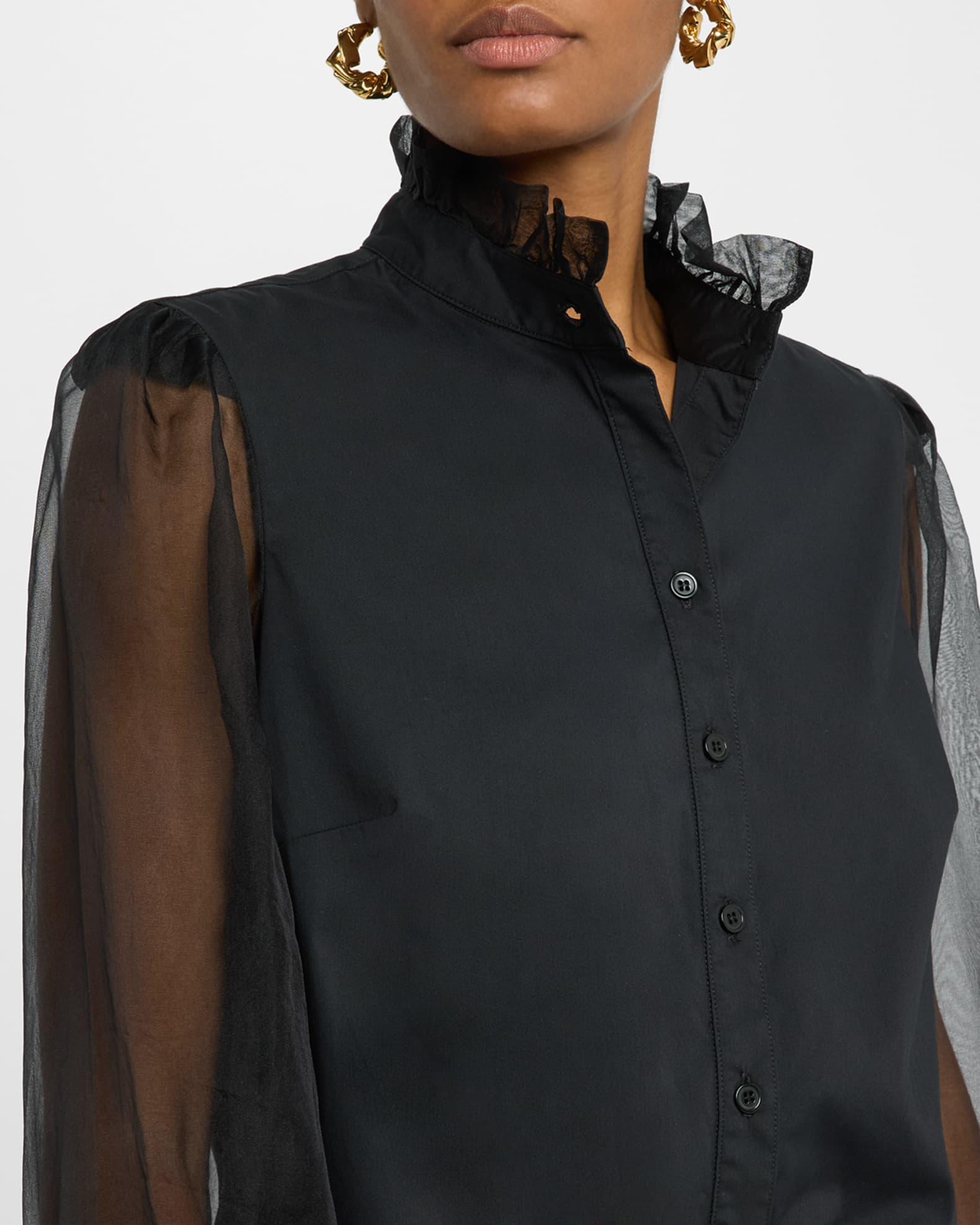 Mystie Ruffle Organza-Sleeve Shirt Product Image
