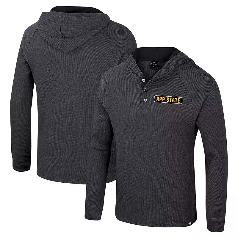 Men's Colosseum Charcoal Appalachian State Mountaineers Dujour Ralgan Long Sleeve Henley Hoodie T-Shirt,  Product Image