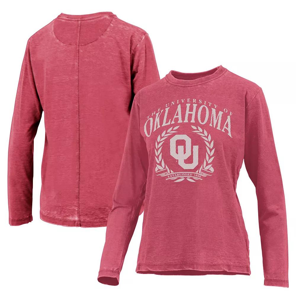 Women's Pressbox Crimson Oklahoma Sooners Chandler Olive Leaf Arch Long Sleeve T-Shirt,  Product Image