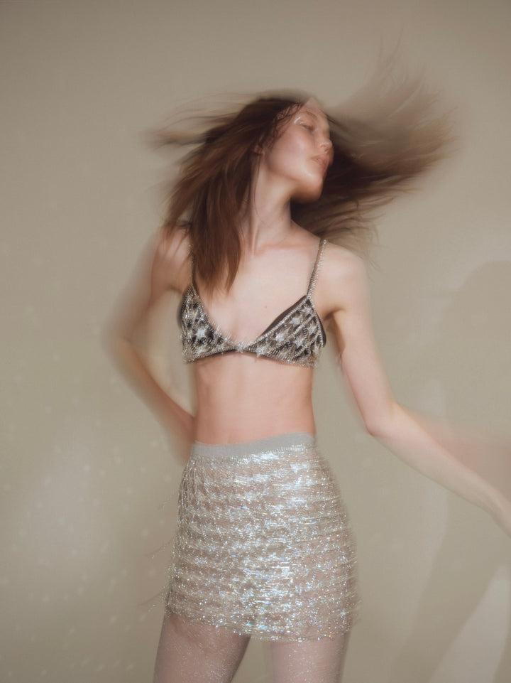 Rhinestone Star Skirt — Silver Product Image