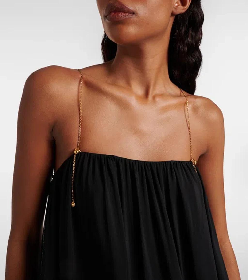 CHLOÉ Open-back Embellished Tiered Silk-georgette Maxi Dress In Black Product Image
