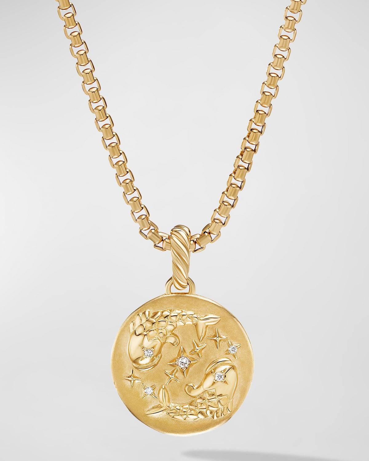 Womens Zodiac Amulet in 18K Yellow Gold with Diamonds Product Image