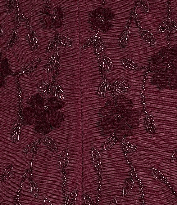Adrianna Papell Plus Size Beaded Mesh Velvet 3/4 Sleeve Sheath Dress Product Image