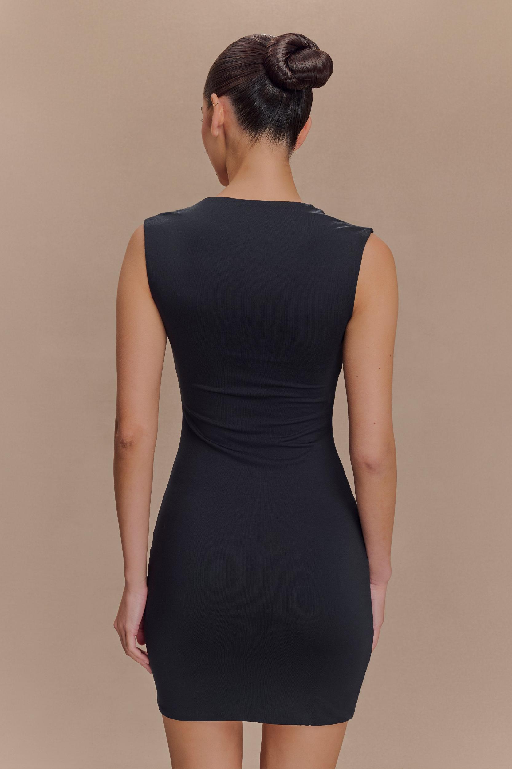 Tatianna Lace Trim Modal Mini Dress - Black Product Image