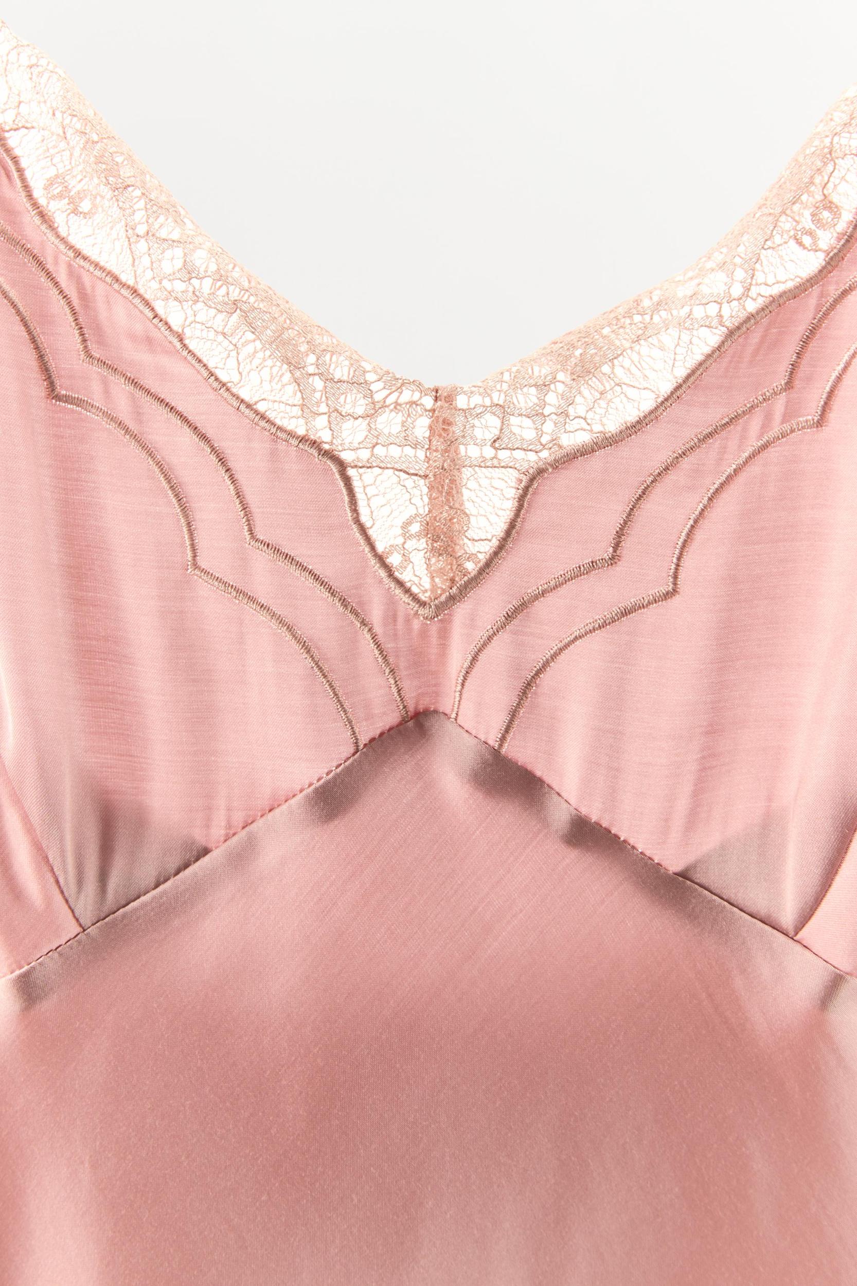 SATIN EFFECT VISCOSE LACE DRESS Product Image