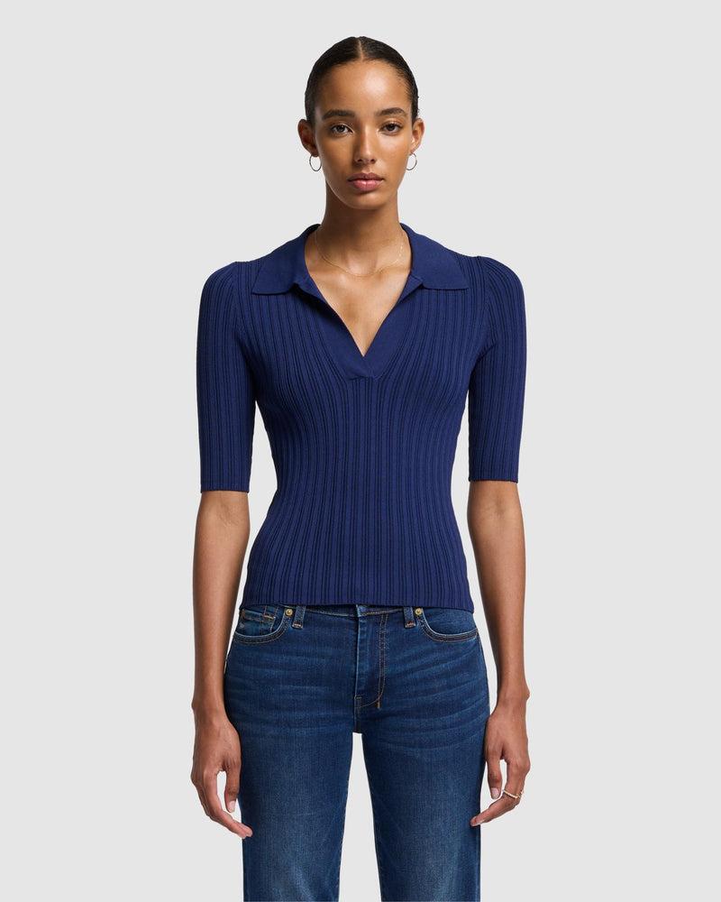 Ribbed Henley Sweater Product Image