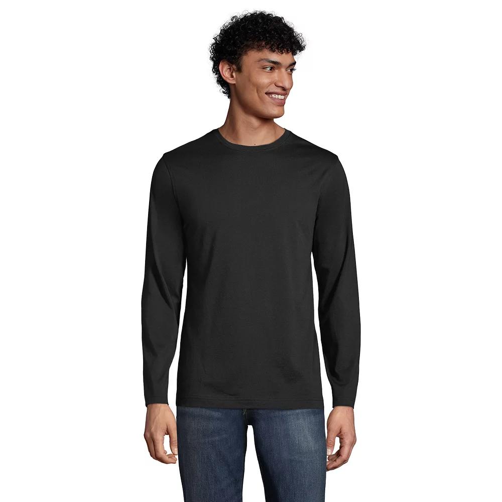 Men's Lands' End Classic-Fit Supima Tee, Size: Large, Black Product Image
