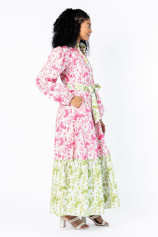 Grow Together Multi Colorblock Floral Midi Dress FINAL SALE Product Image