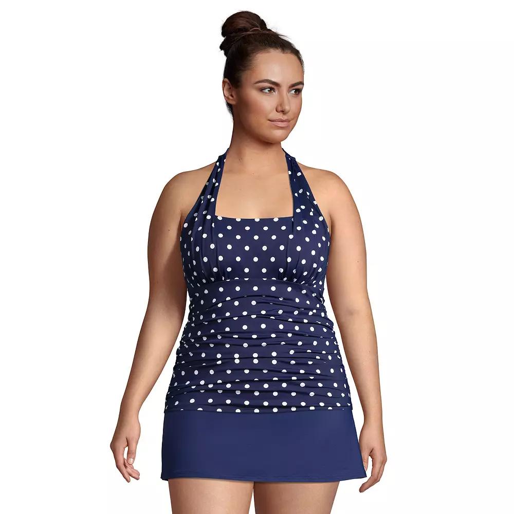 Plus Size Lands' End UPF 50 Squareneck Halter Tankini Swimsuit Top, Women's, Size: 16 W, Strawberry Floral Product Image