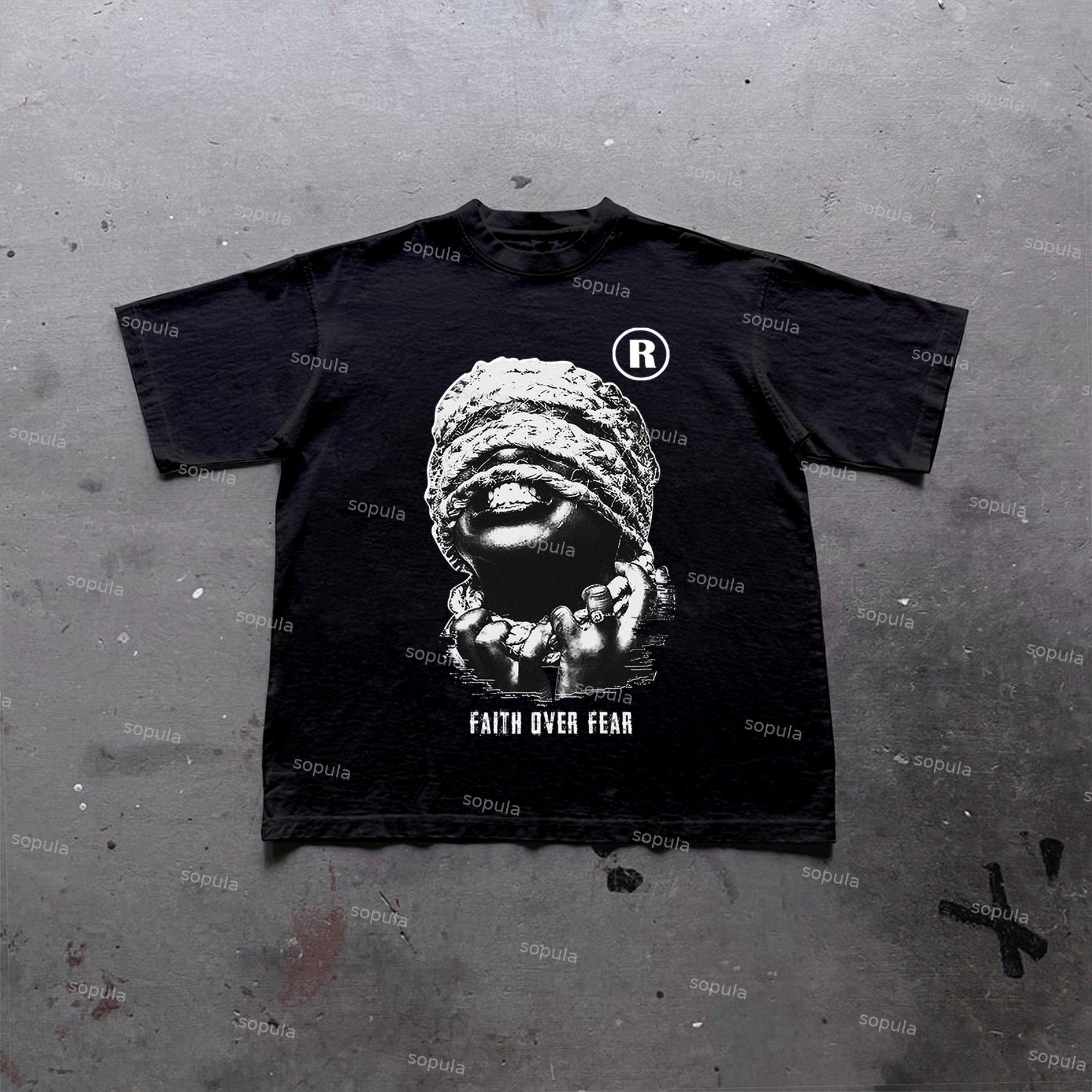 Sopula Vintage Mummy Faith Over Fear Graphic Print Cotton T-Shirt Product Image