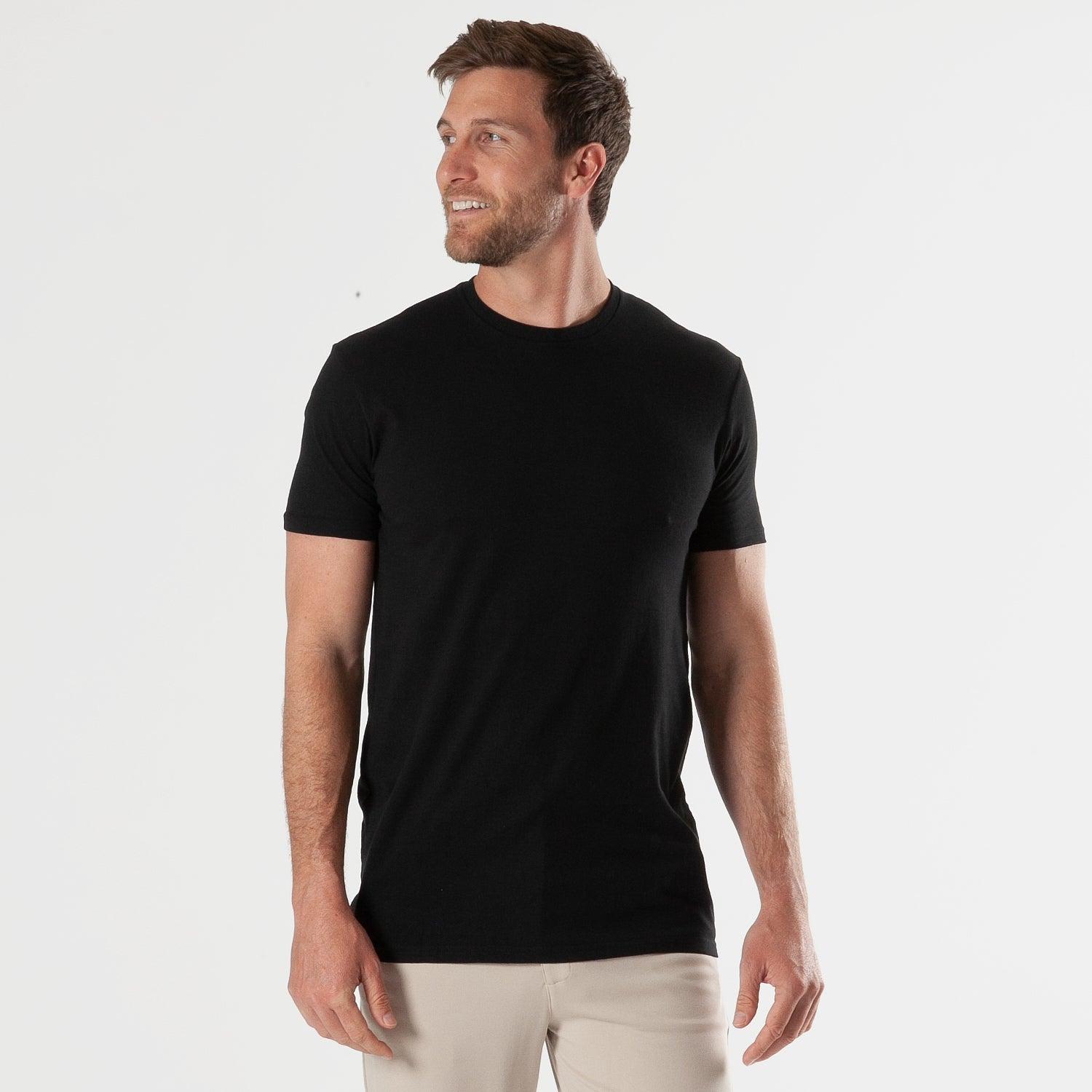 All Black Tall Straight Hem Crew Neck T-Shirt 3-Pack Product Image