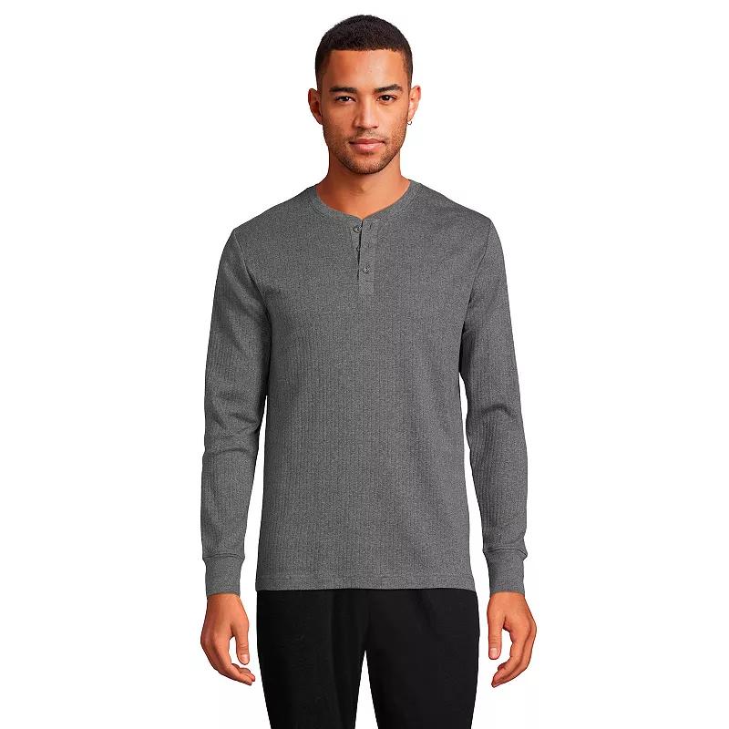 Big & Tall Lands' End Knit Ribbed Pajama Henley, Men's,  Product Image