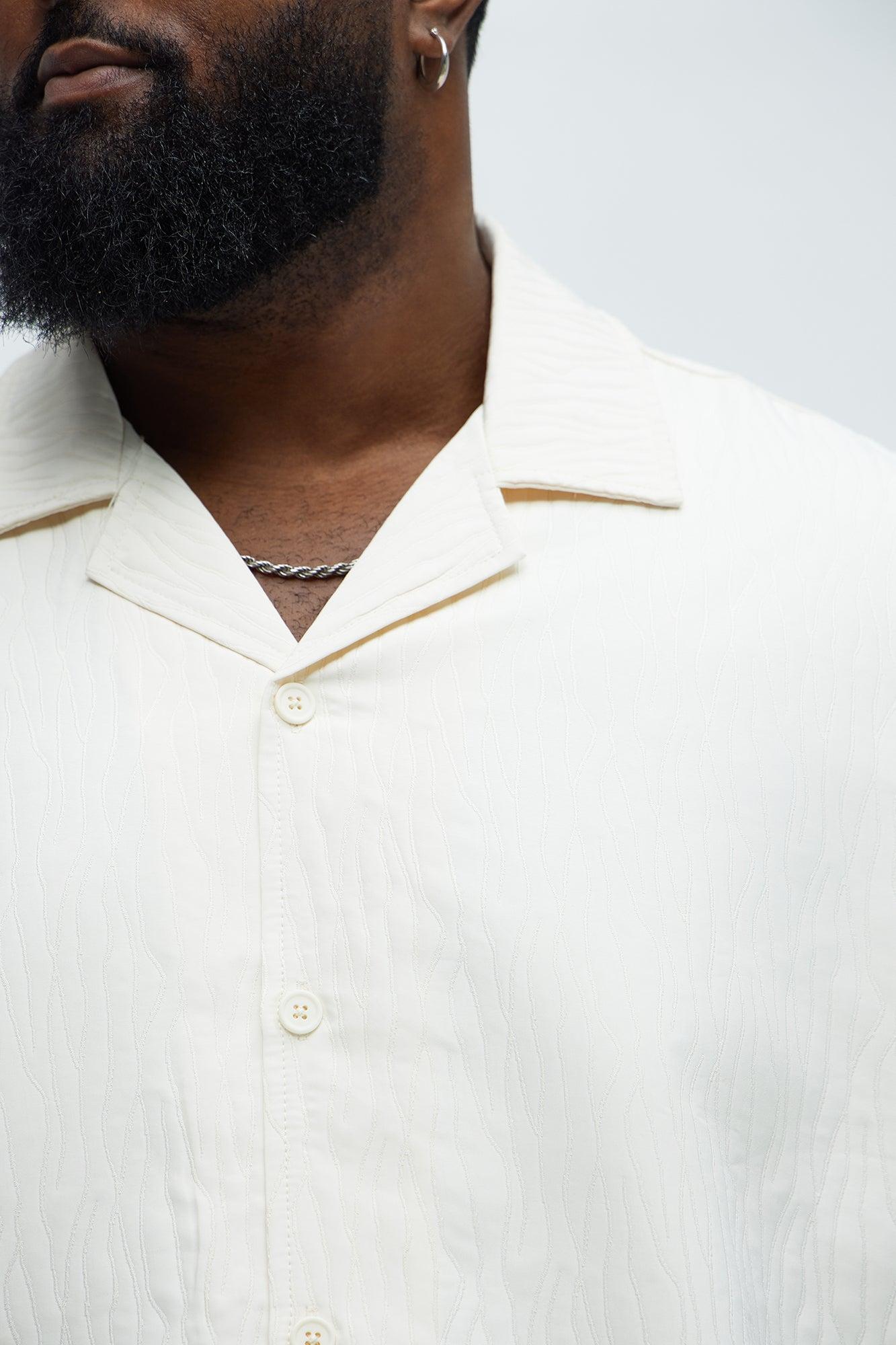 Tonal Tracks Jacquard Shirt - Off White Product Image