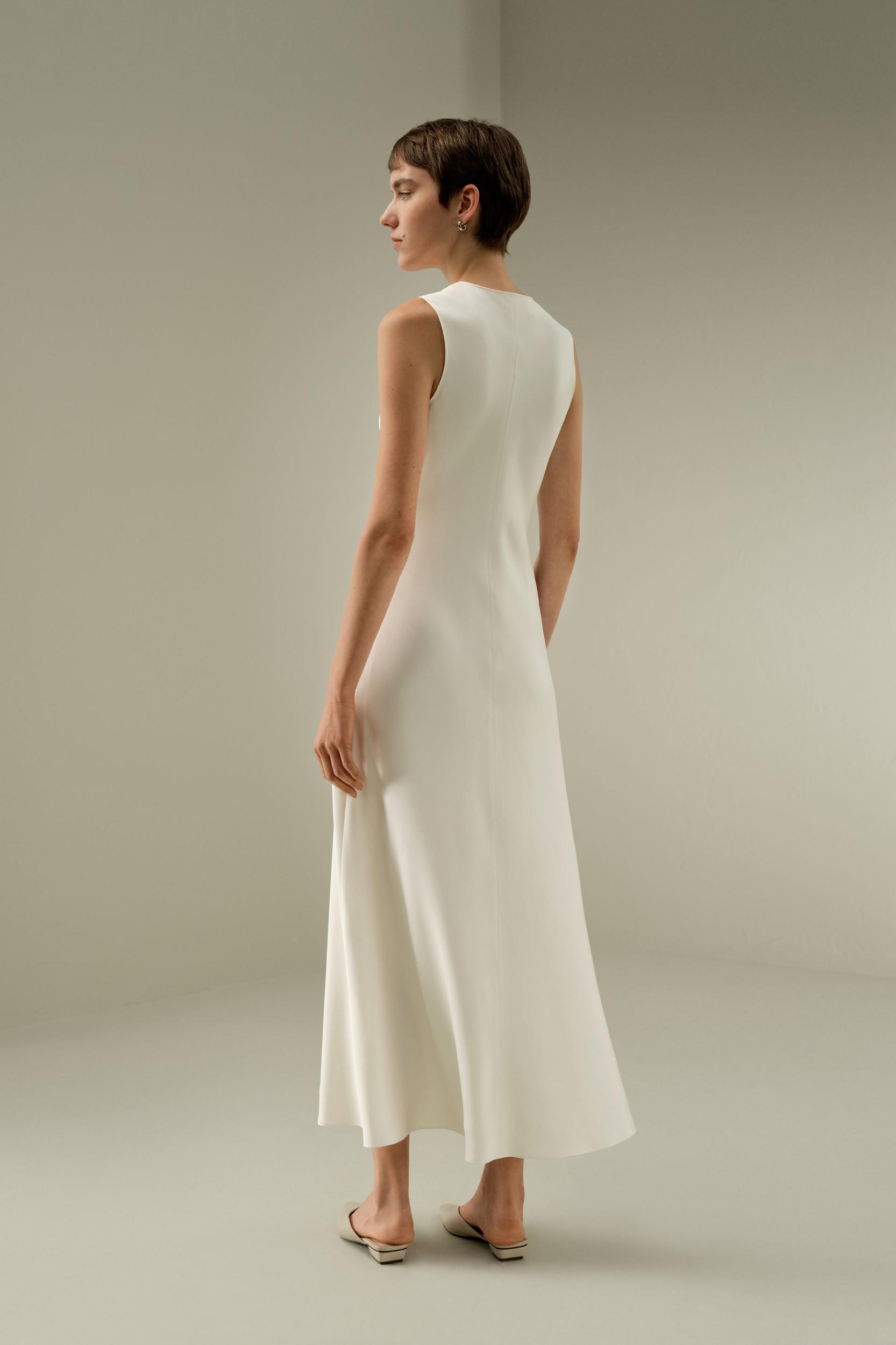 LILYSILK Silk Dress for Women - Natural White 100% Natural Pure Silk - Ultimate Luxury V-Neck Maxi Dress Product Image