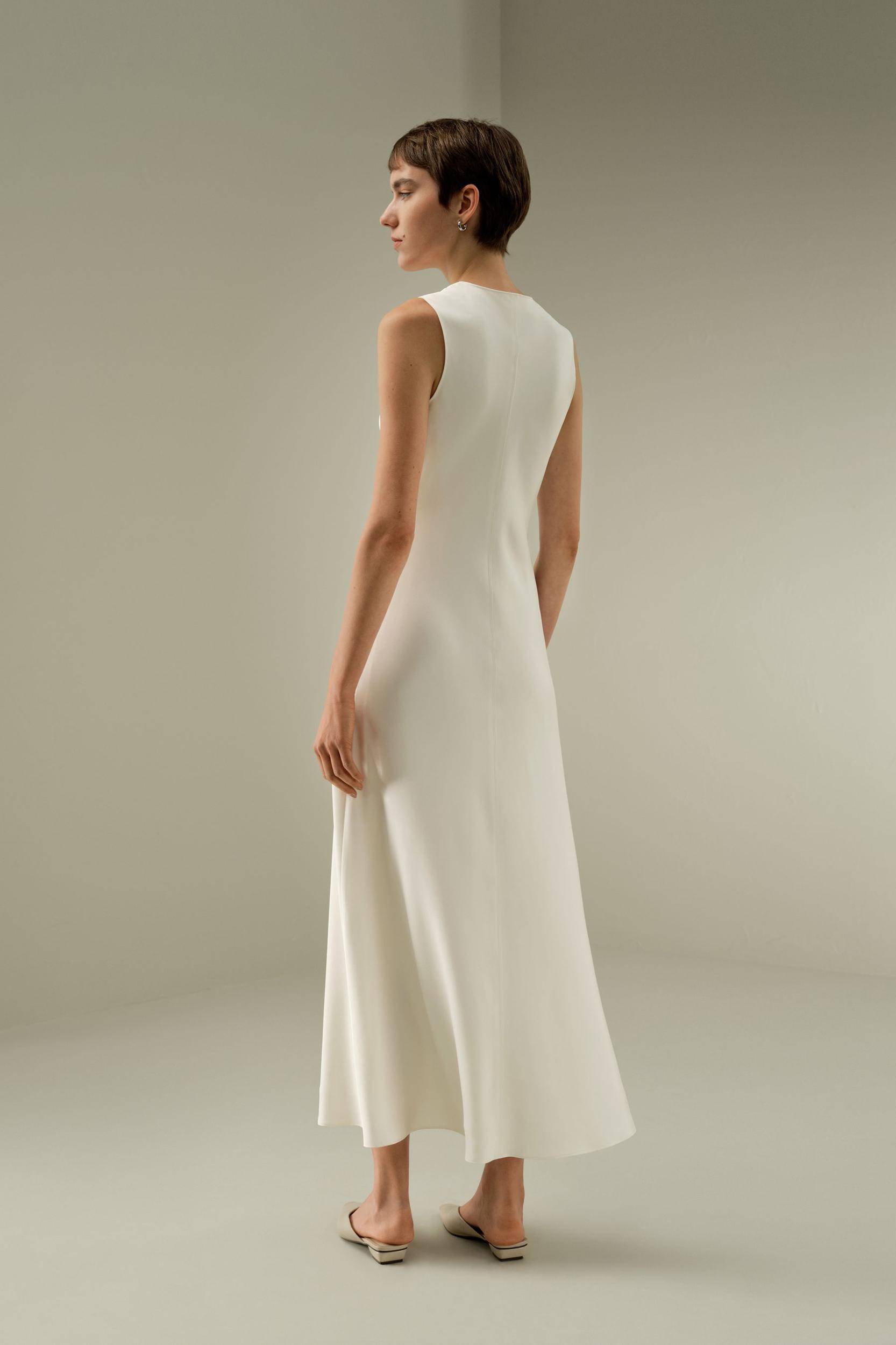 LILYSILK Silk Dress for Women - Natural White 100% Natural Pure Silk - Ultimate Luxury V-Neck Maxi Dress Product Image