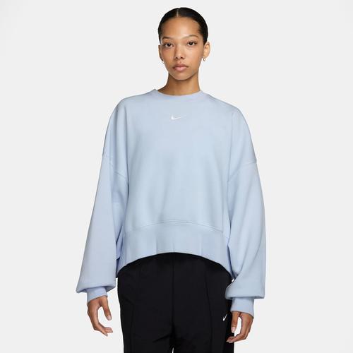 Nike Womens Nike NSW Style Fleece Crew OOS - Womens Sail/Celestine Blue Product Image